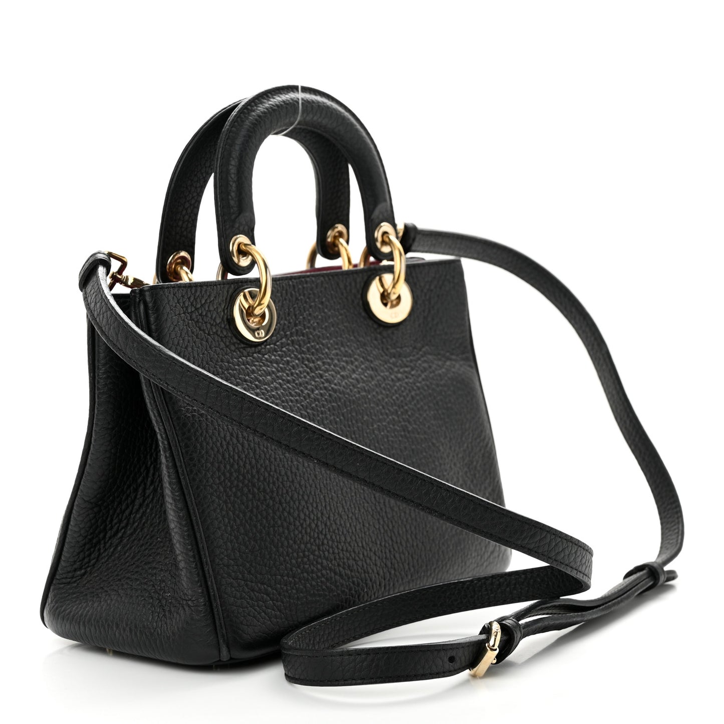 CHRISTIAN DIOR Bullcalf Small Diorissimo Tote Black Rose Indien