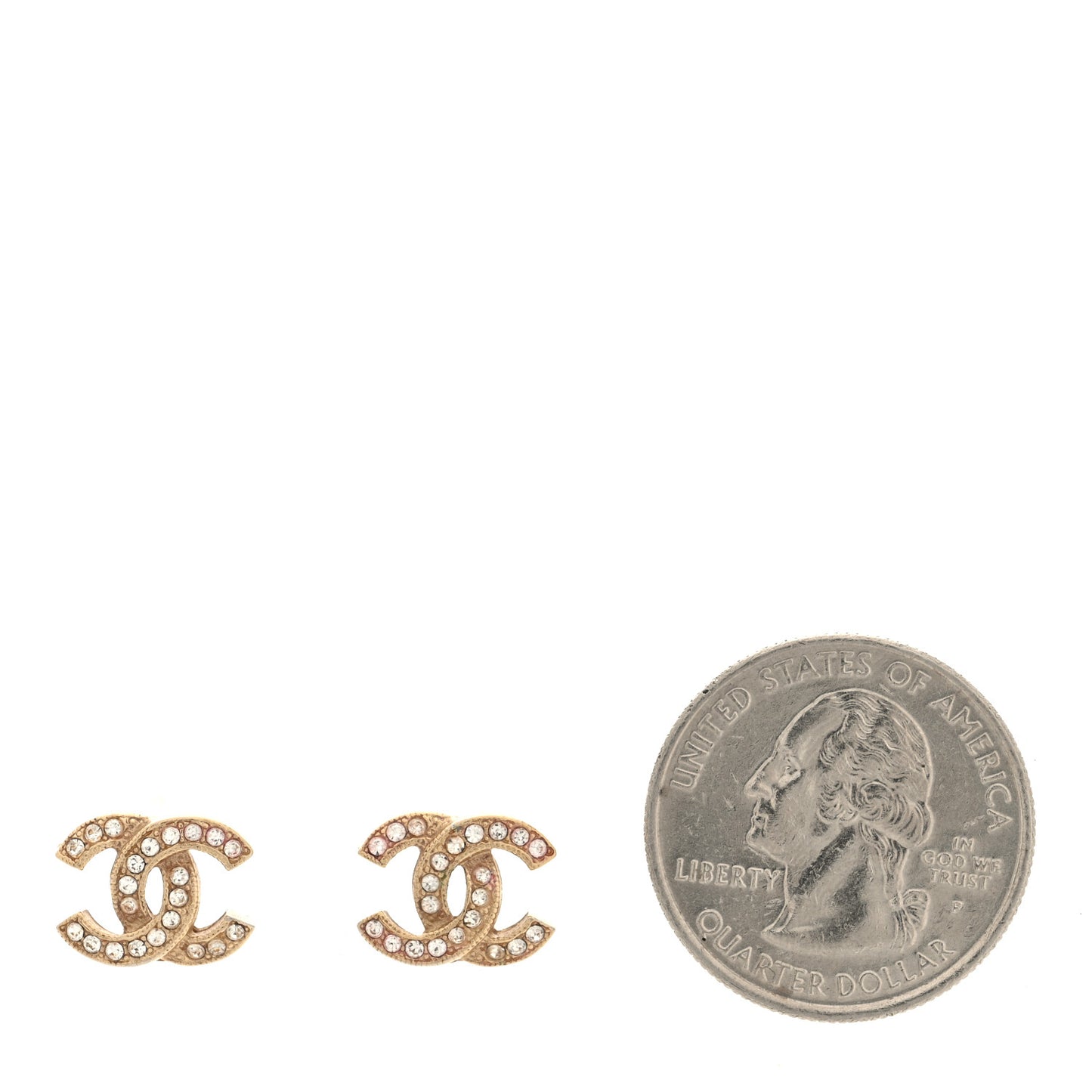 Metal Crystal CC Earrings Gold