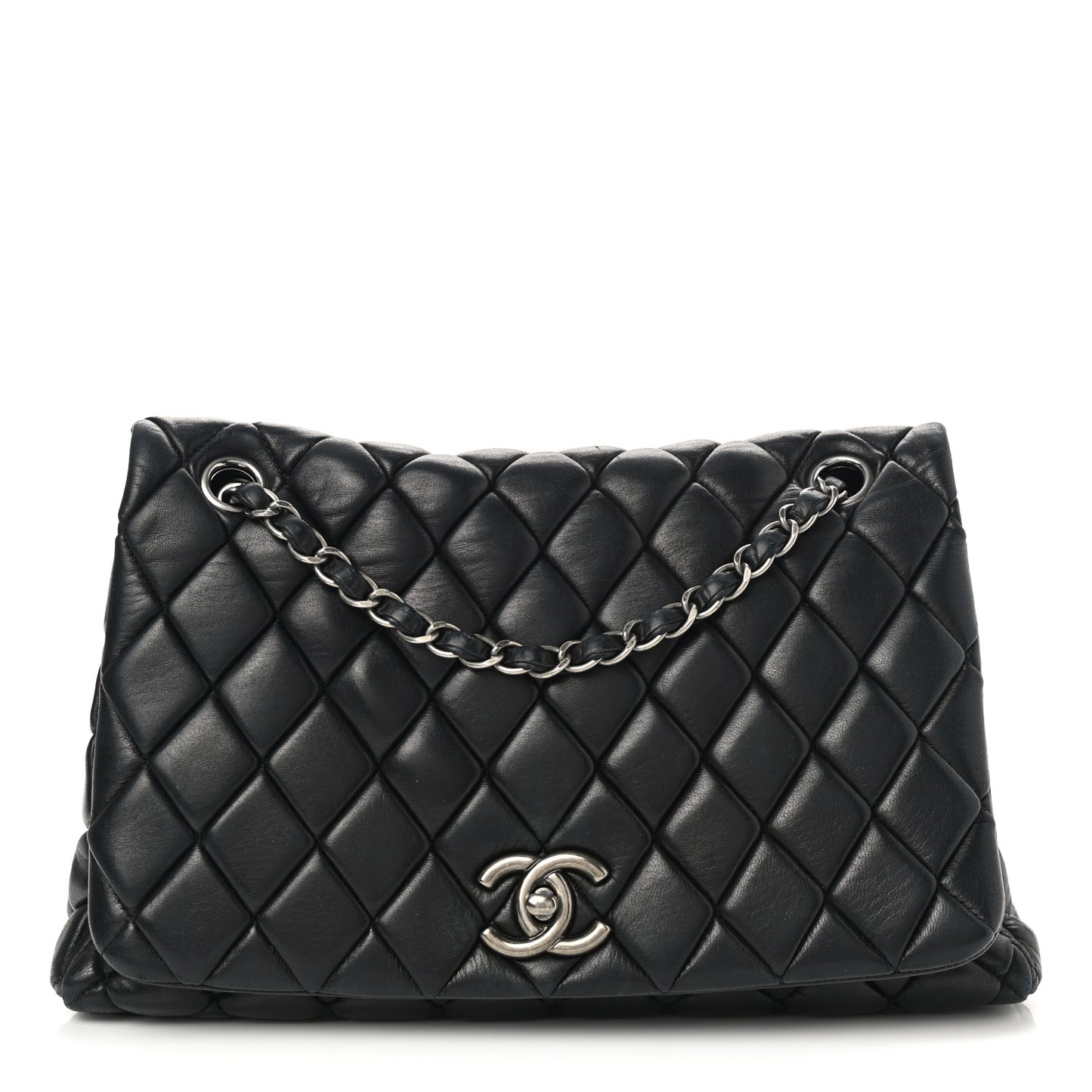 Lambskin Large New Bubble Flap Black