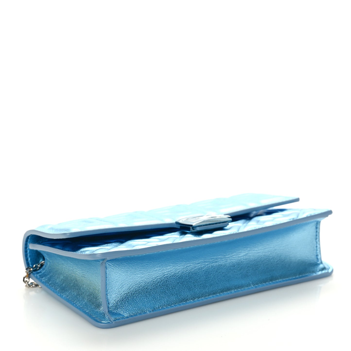 Metallic Nappa Matisse FF Embossed Wallet On Chain Laguna Palladio