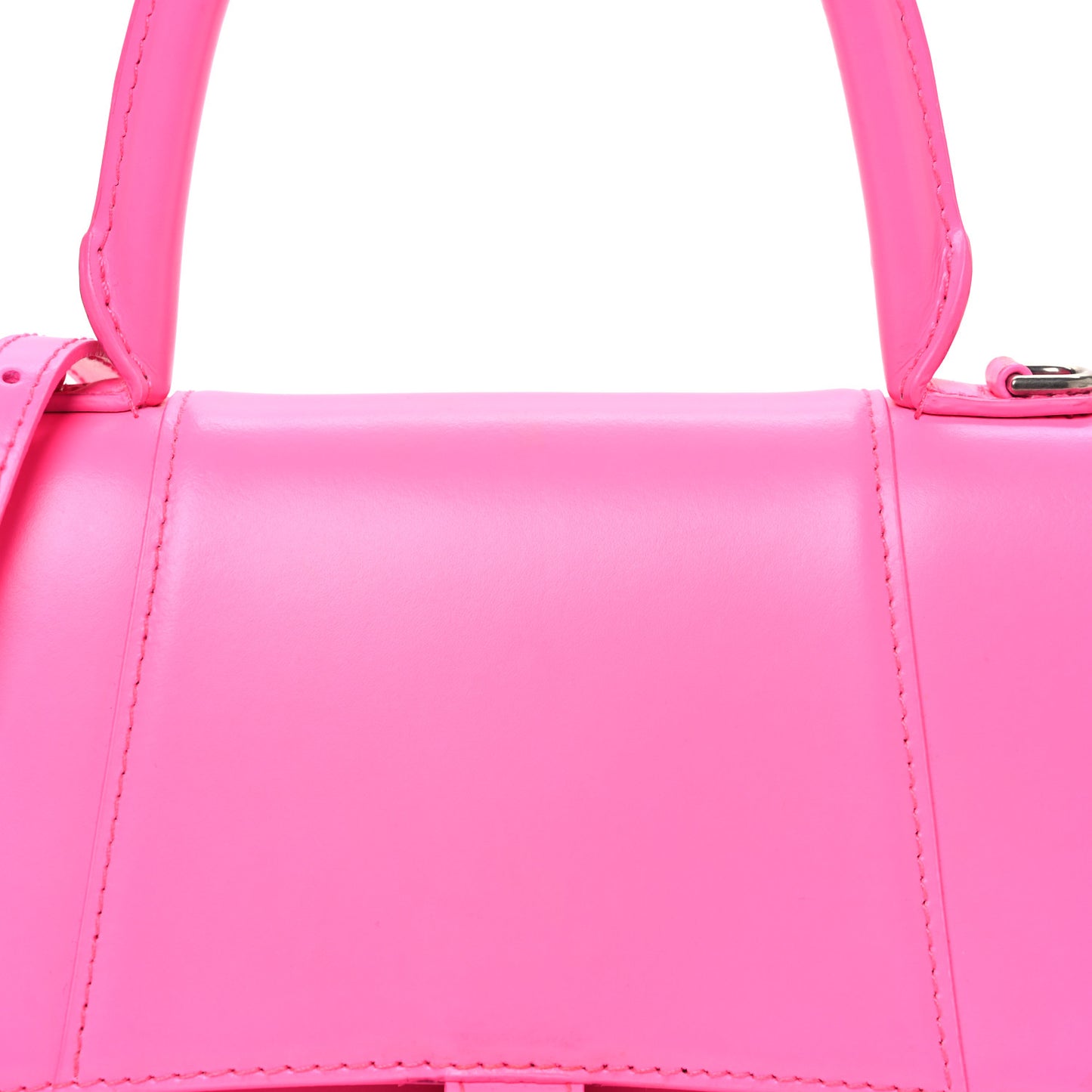 Shiny Box Calfskin Small Hourglass Top Handle Bag Acid Fuchsia