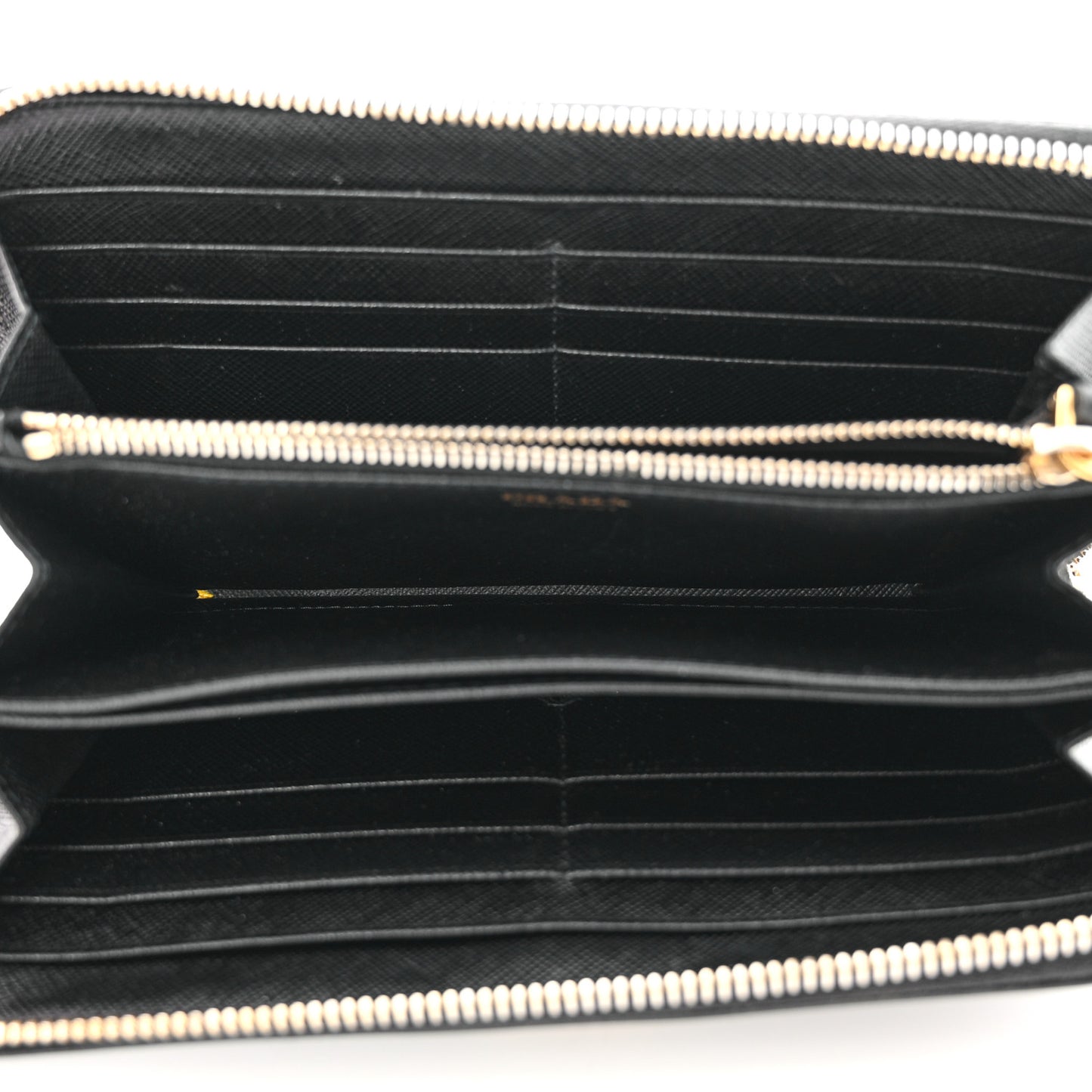 Saffiano Metal Zip Around Wallet Black
