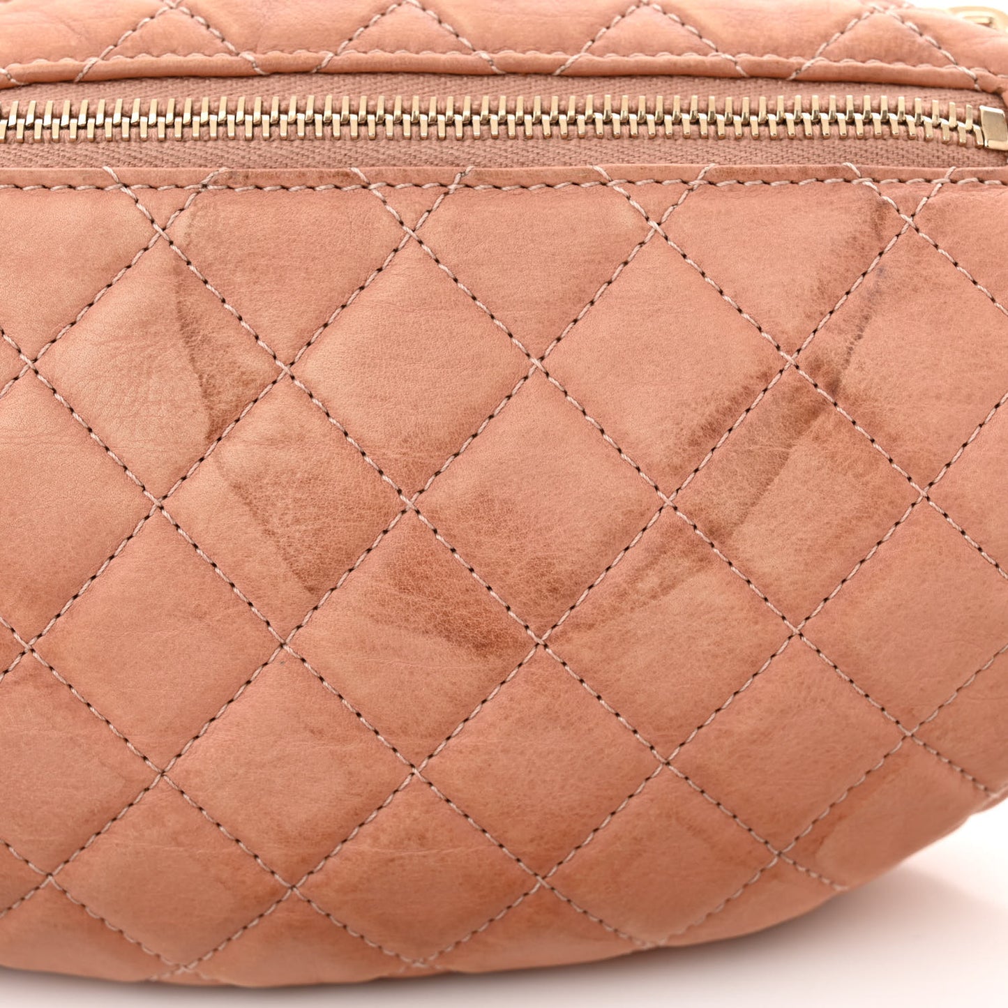 Calfskin Quilted Banane Waist Bag Fanny Pack Pink