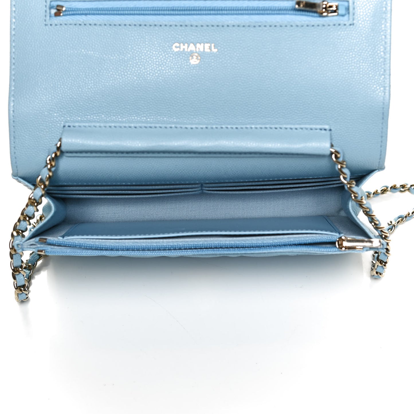 Caviar Quilted Wallet On Chain WOC Blue