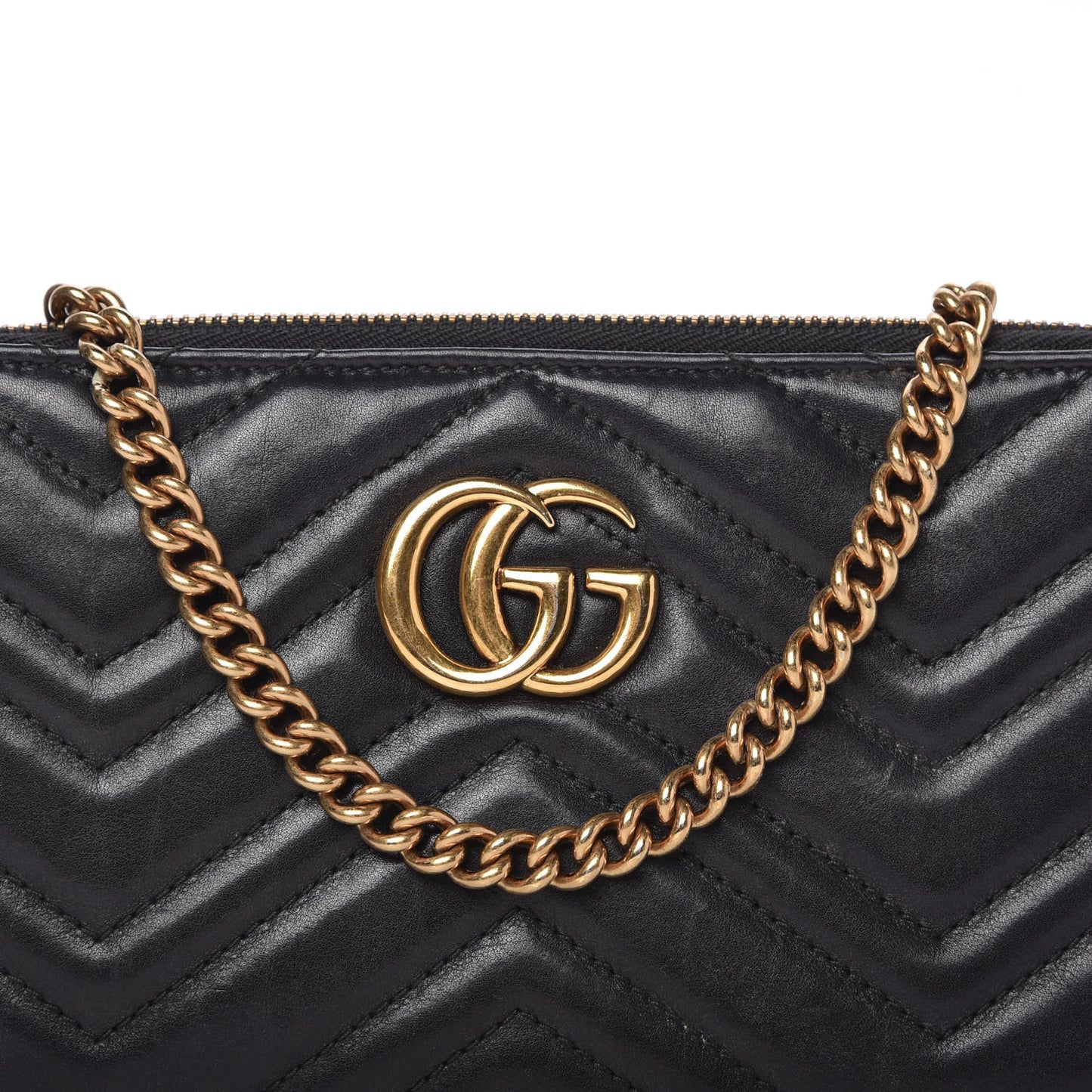 Calfskin Matelasse Mini GG Marmont Chain Bag Black