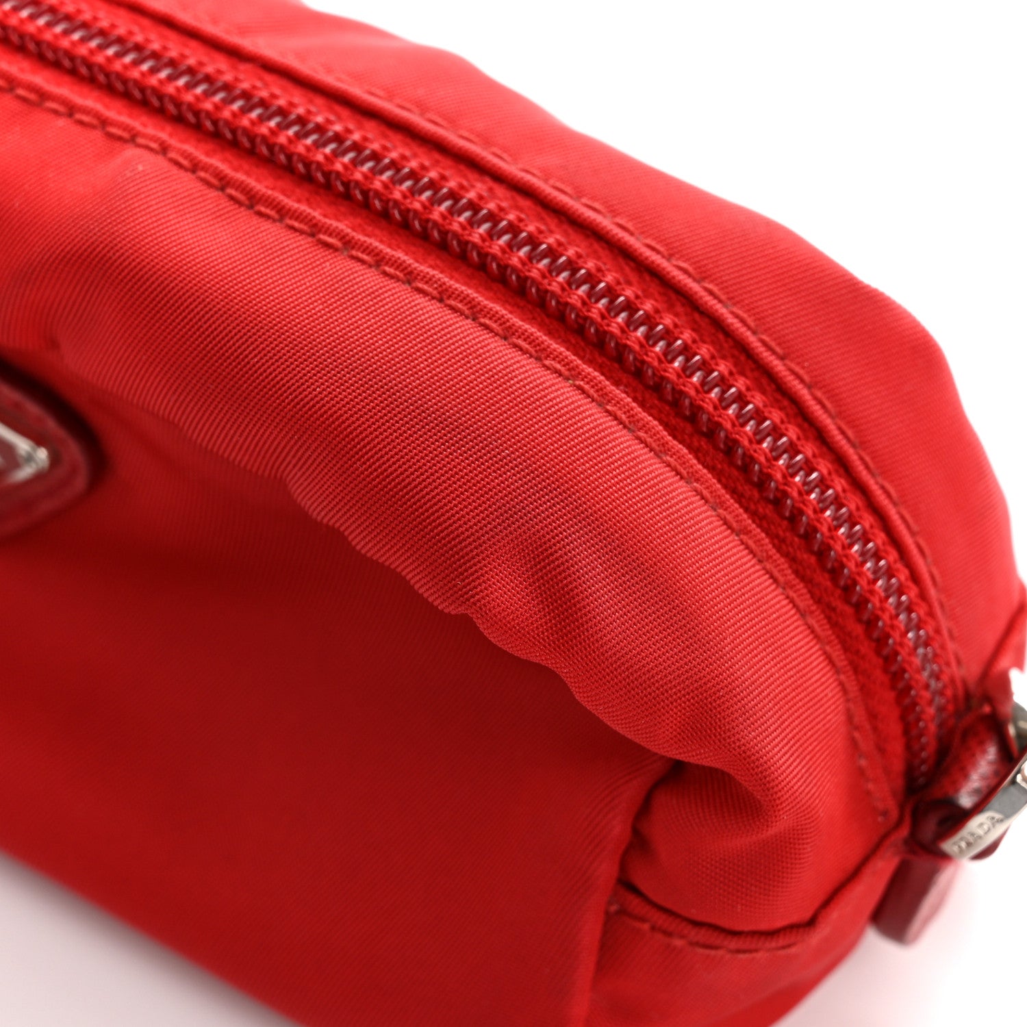 Prada Tessuto Nylon Vela Saffiano Mini Wristlet Pouch Rosso 12 of 16