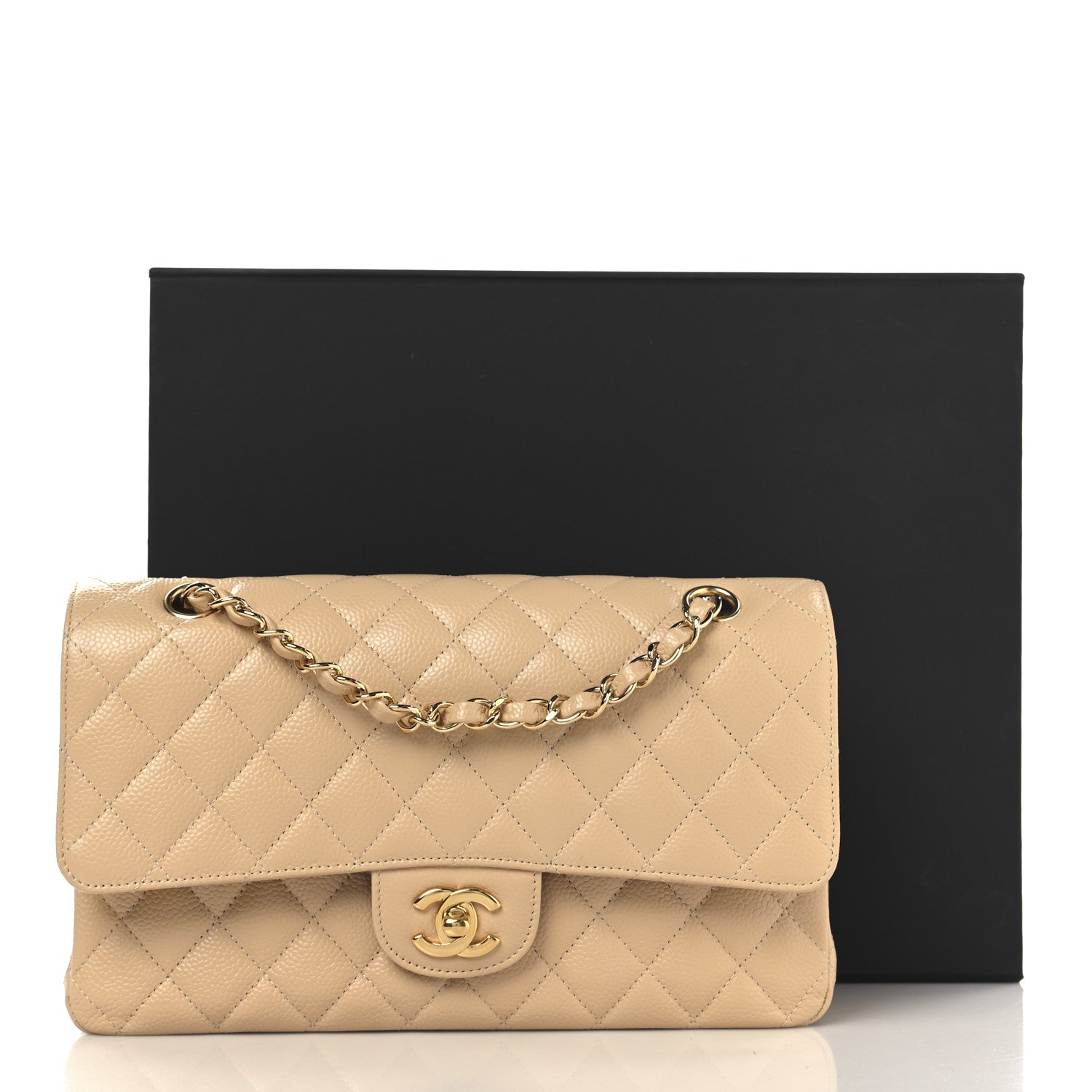 Chanel Caviar Quilted Medium Double Flap Beige 11 of 11
