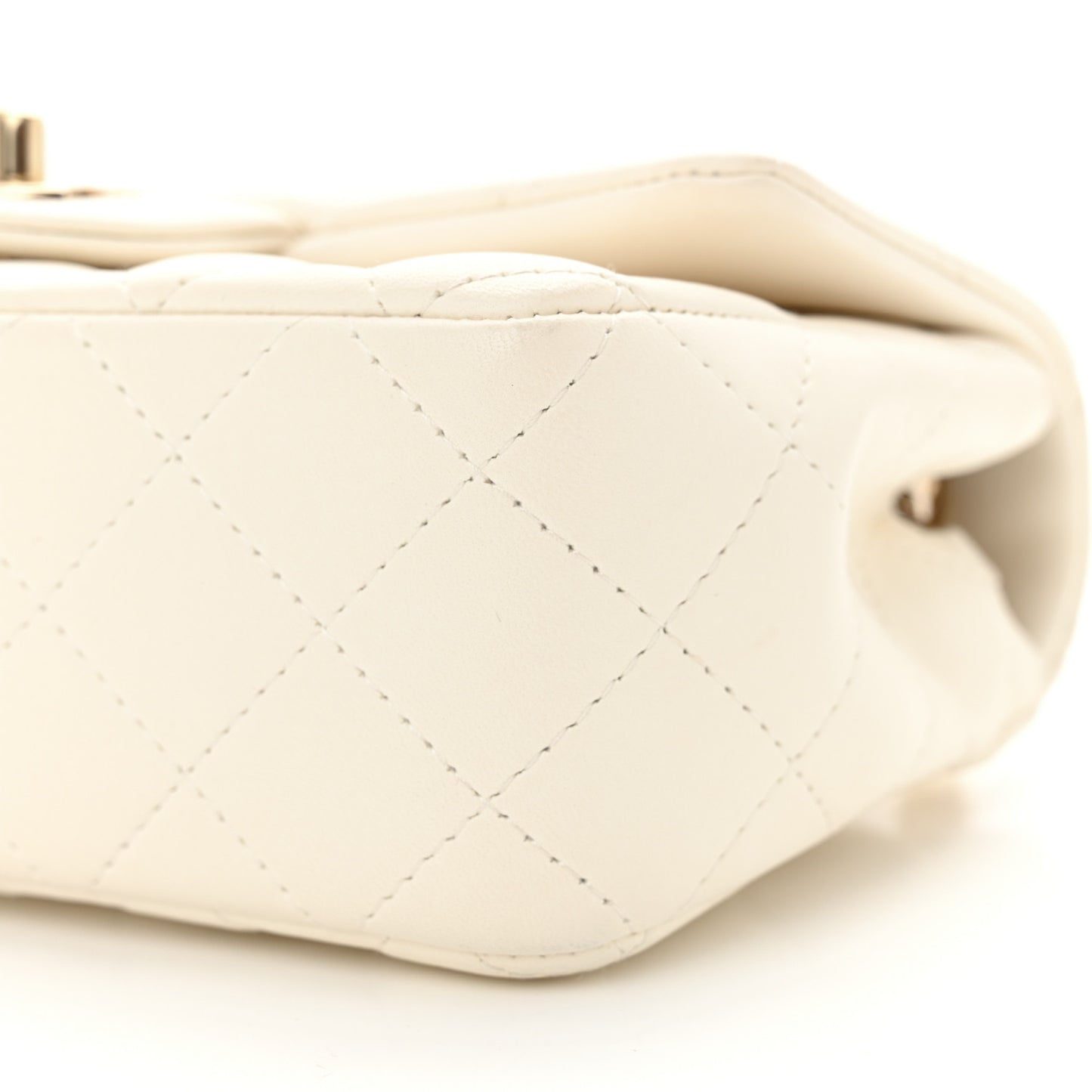 Lambskin Quilted Mini Rectangular Flap White