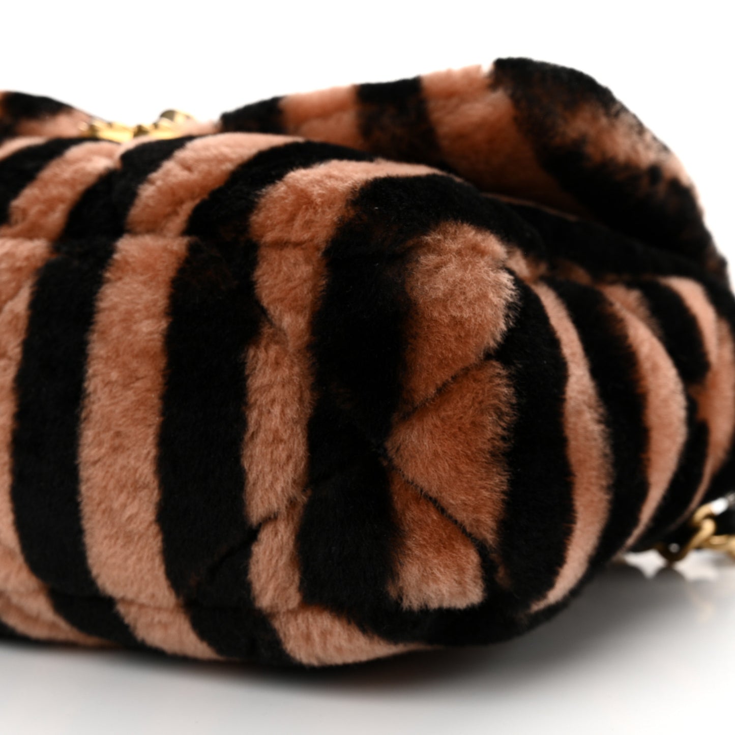 Shearling Striped Medium Chanel 19 Flap Black Beige