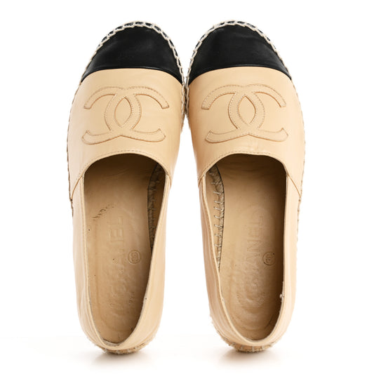 Lambskin CC Espadrilles 36 Beige Black