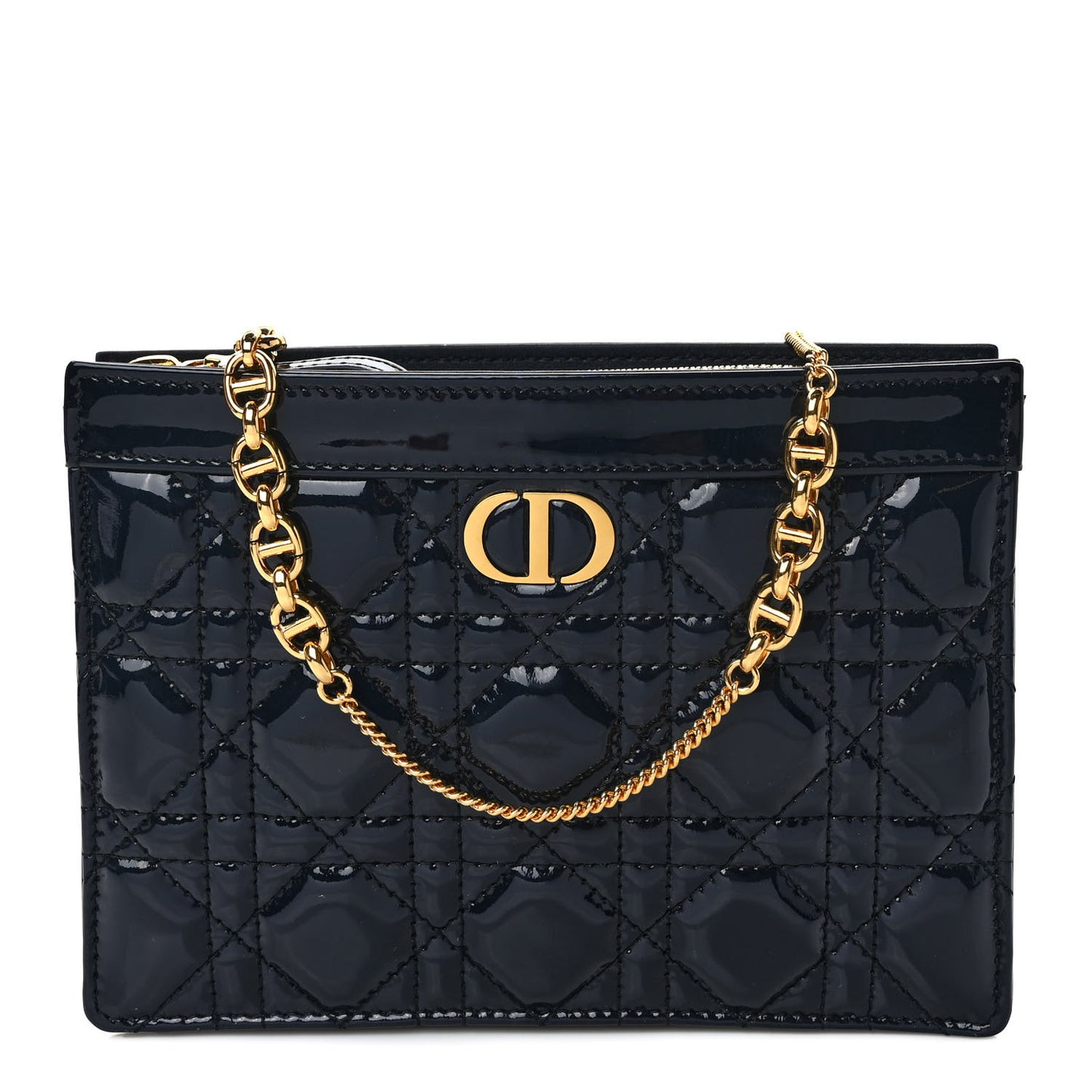 Patent Cannage Caro Zipped Pouch With Chain True Blue