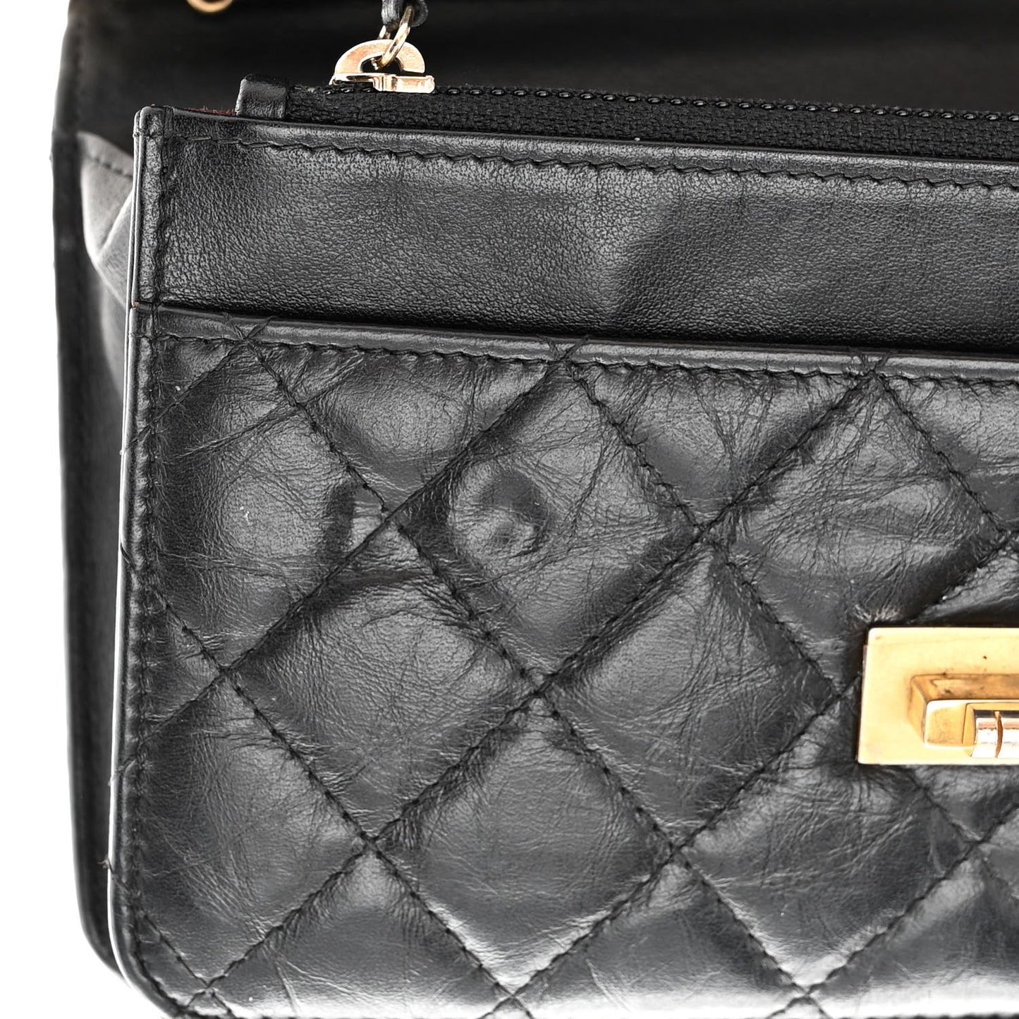 Aged Calfskin Quilted Reissue Wallet On Chain WOC Black