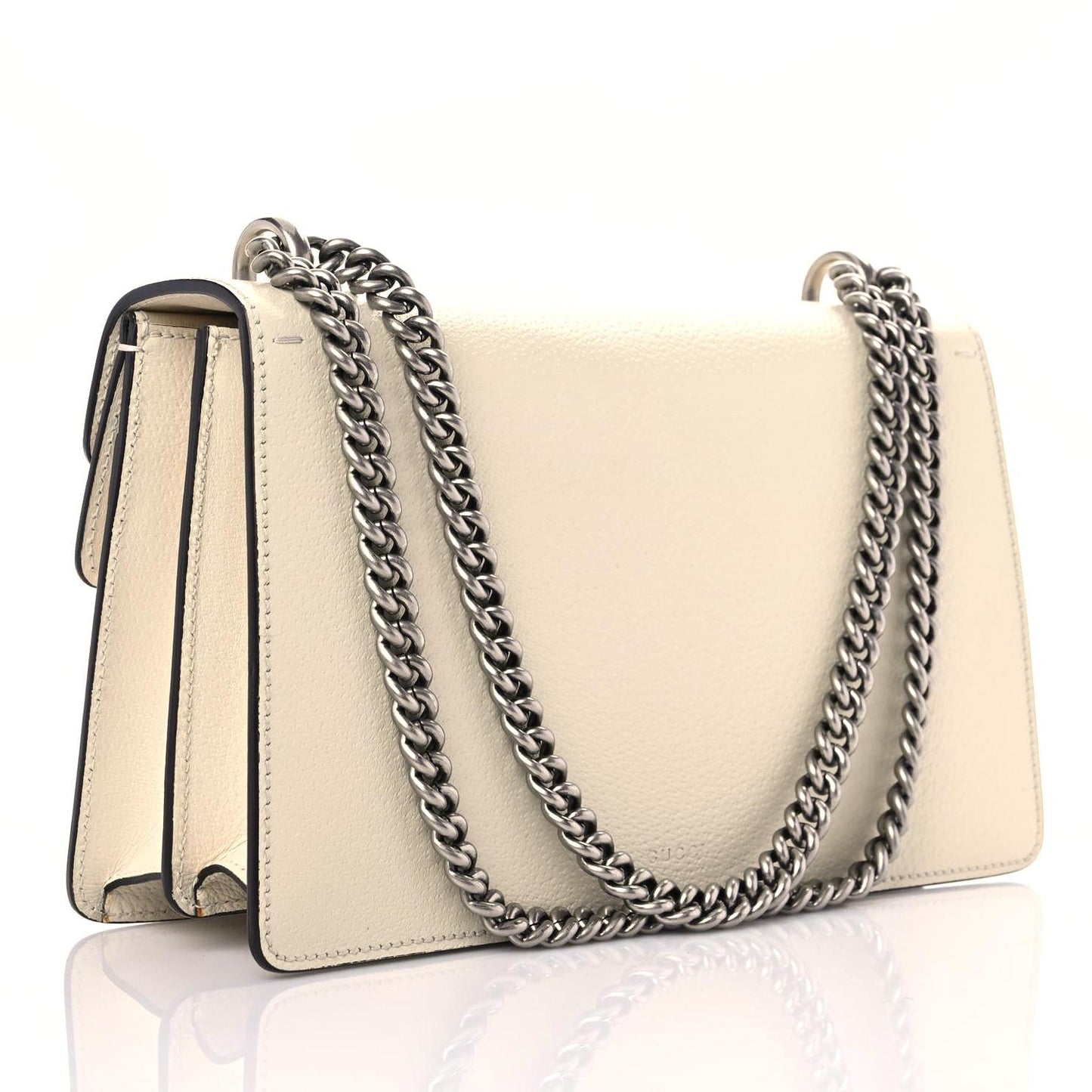 Textured Calfskin Crystal Small Dionysus Shoulder Bag Mystic White