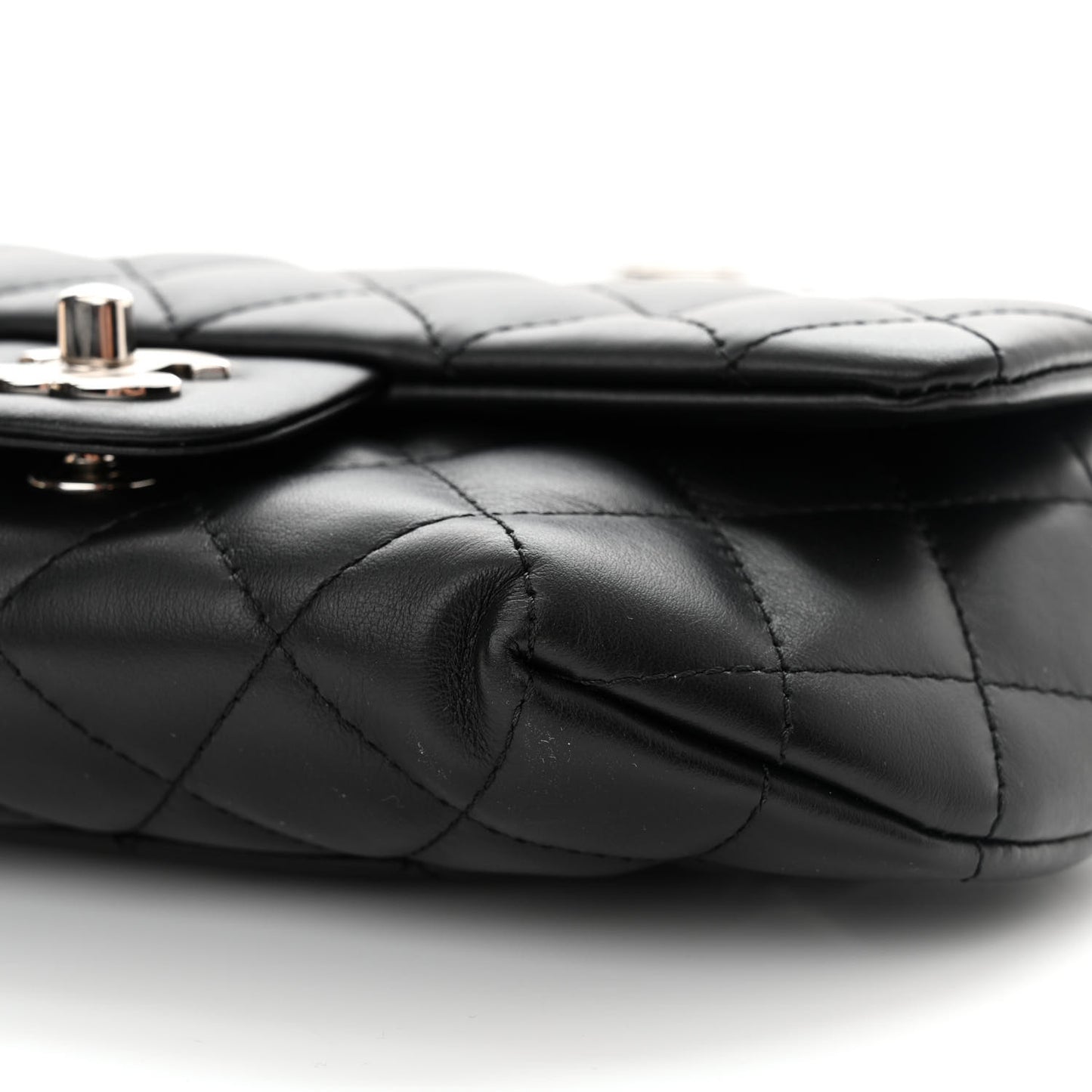 Calfskin Quilted CC Uniform Flap Belt Bag Black