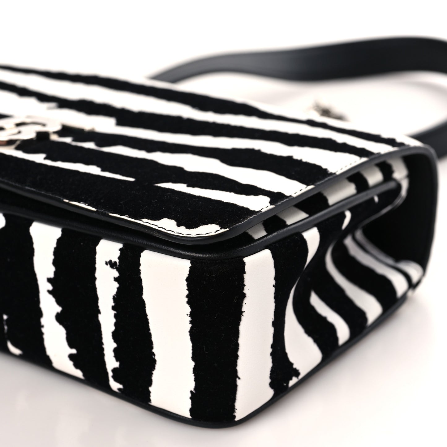 Calfskin Zebra Print Lola Bag Black White