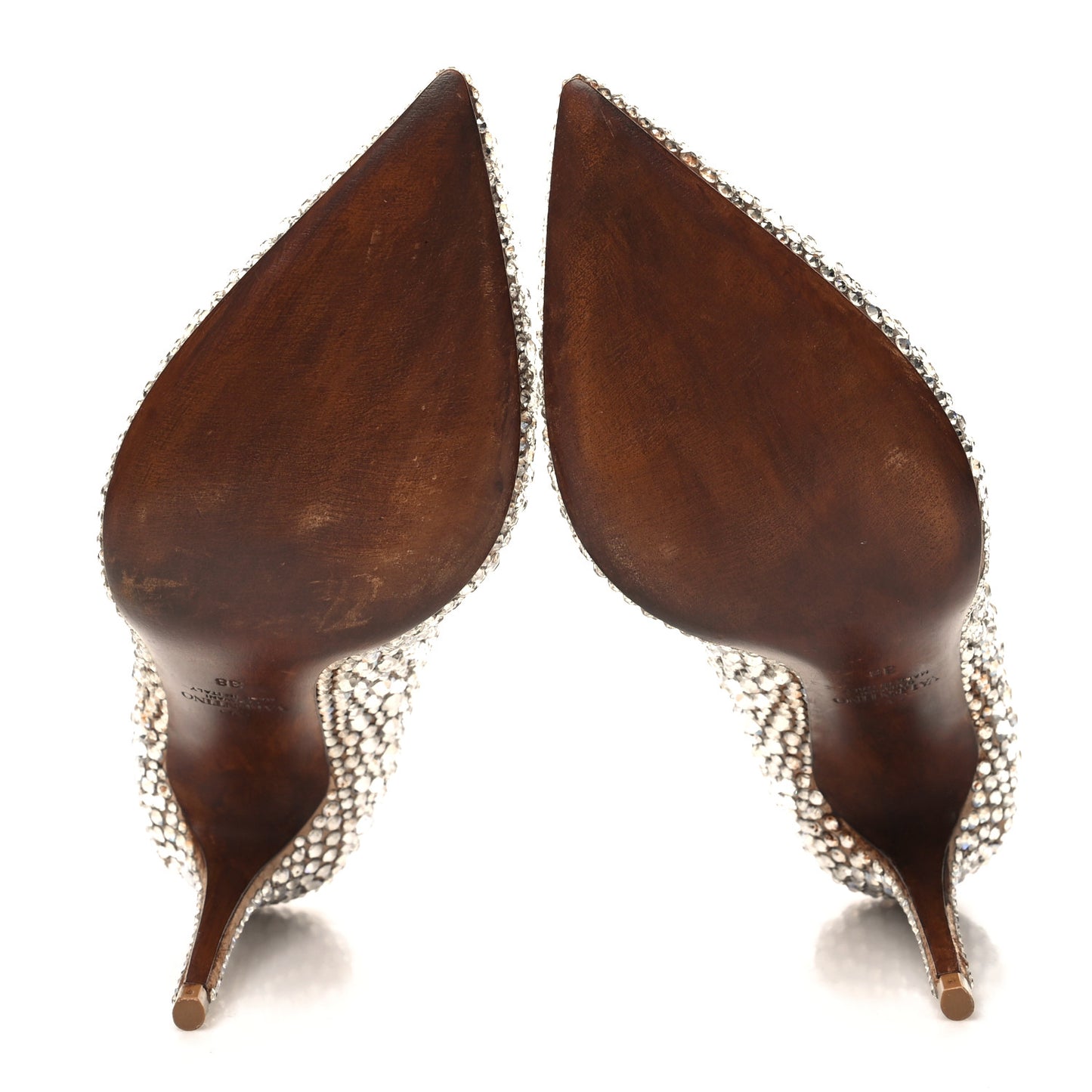 Satin Crystal Embellished Moonflow 90mm Pumps 38 Poudre