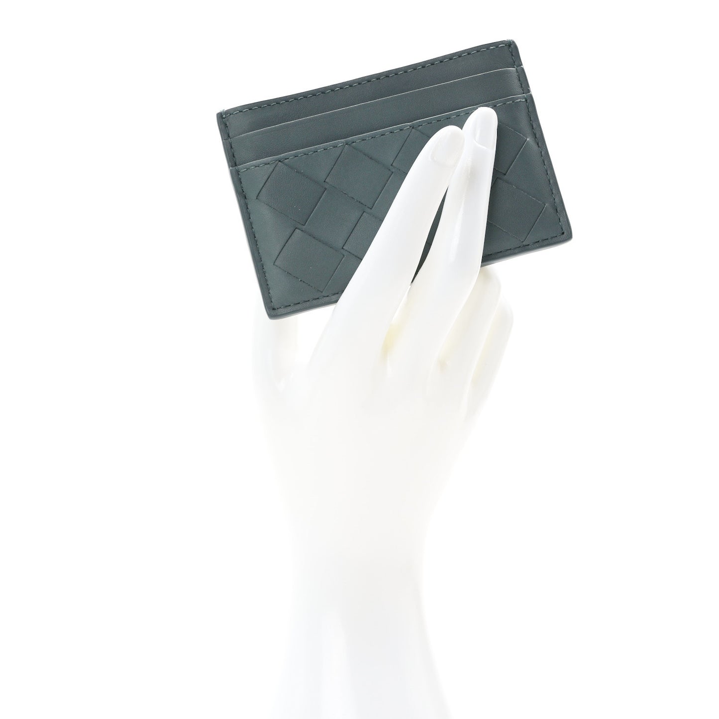 Calfskin Intrecciato Credit Card Case Aloe