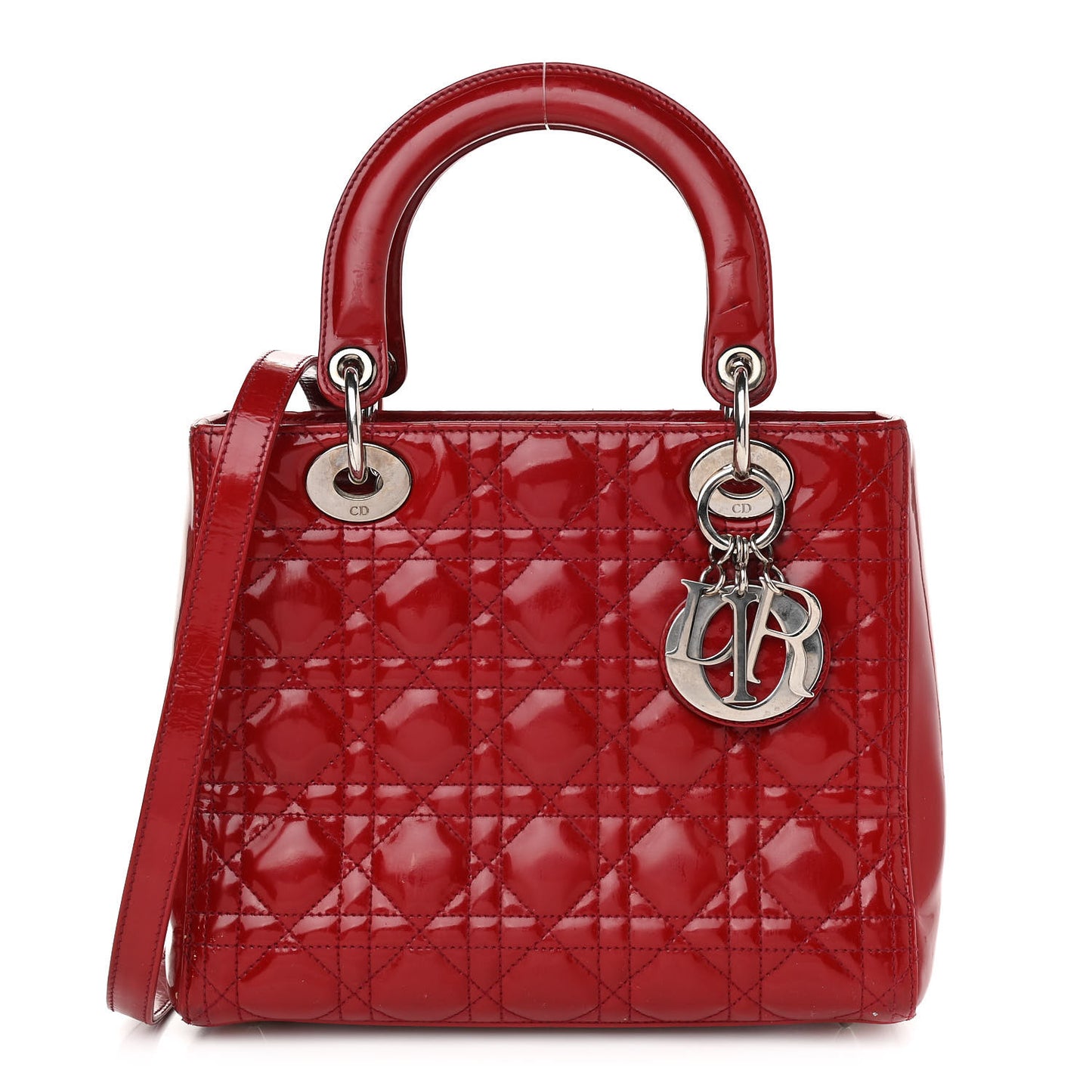 Patent Cannage Medium Lady Dior Red