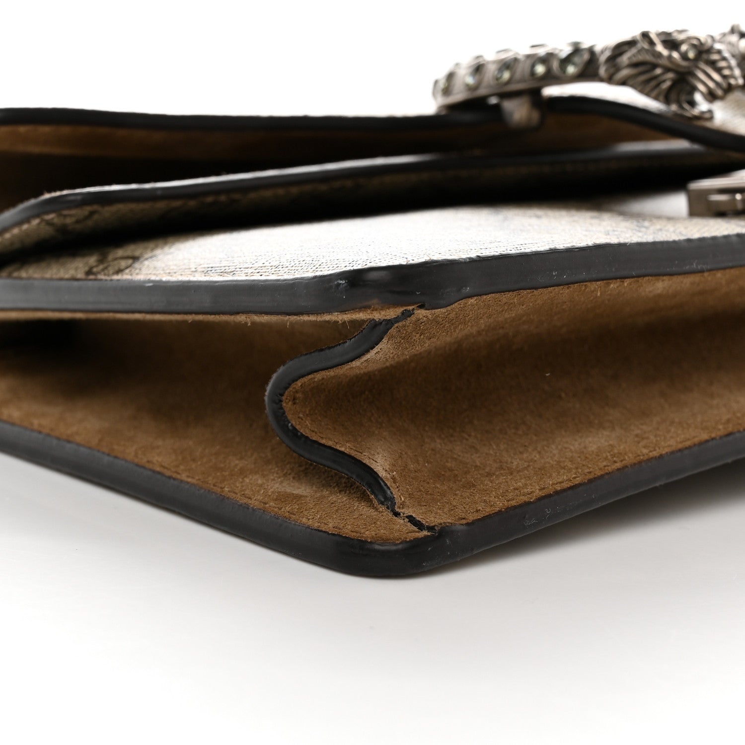 Gucci GG Supreme Monogram Suede Crystal Small Dionysus Shoulder Bag Beige Ebony Taupe 11 of 13
