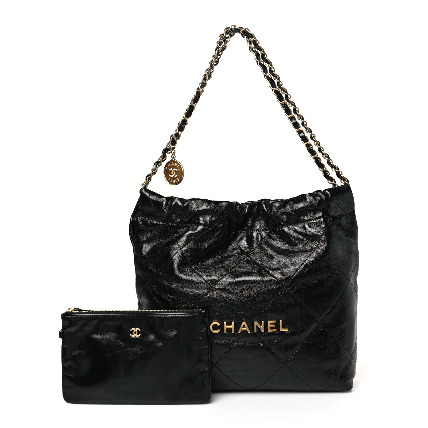 Chanel Shiny Calfskin Quilted Small Chanel 22 Black 1 of 10