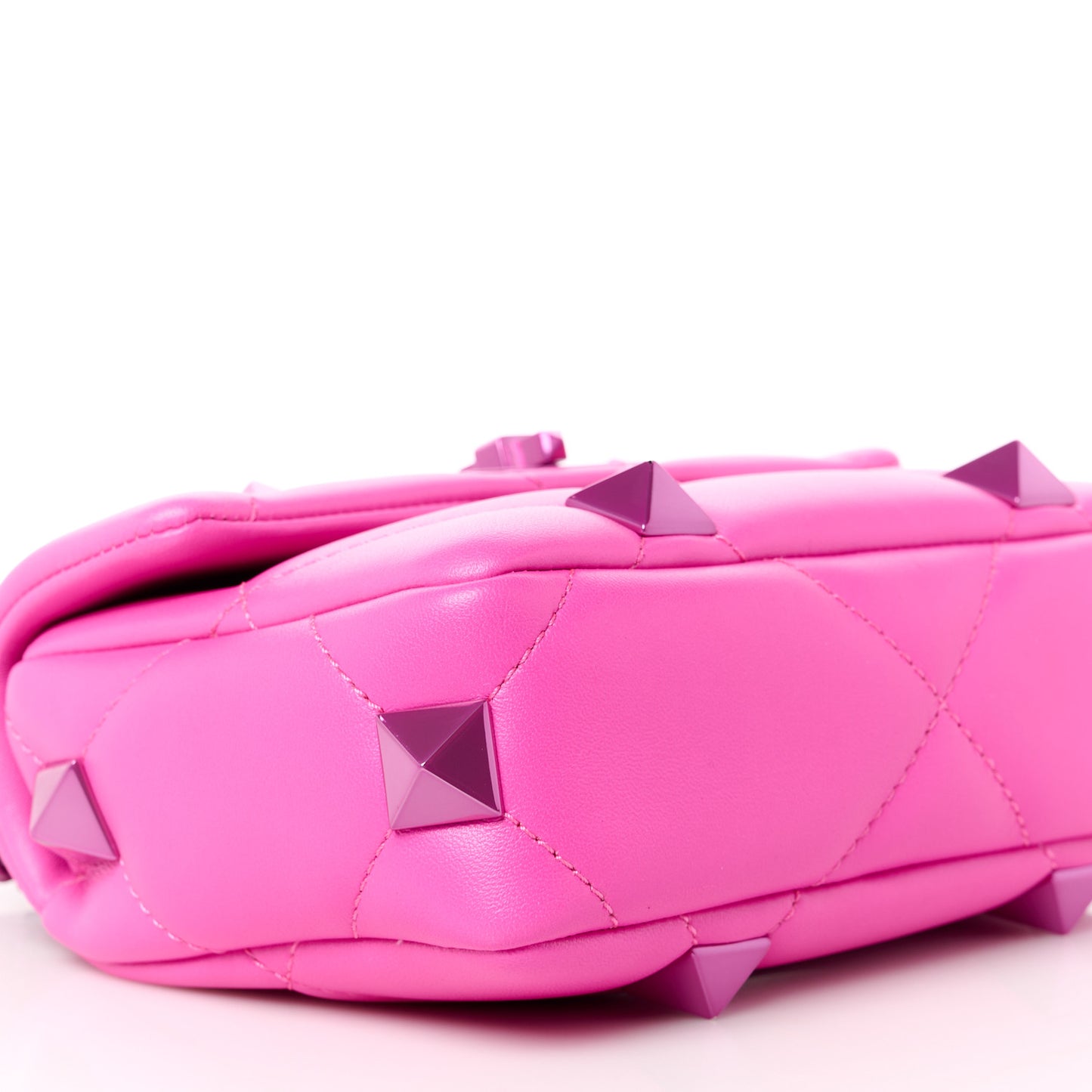 Nappa Lacquer Monochrome Small Roman Stud Shoulder Bag Pink PP