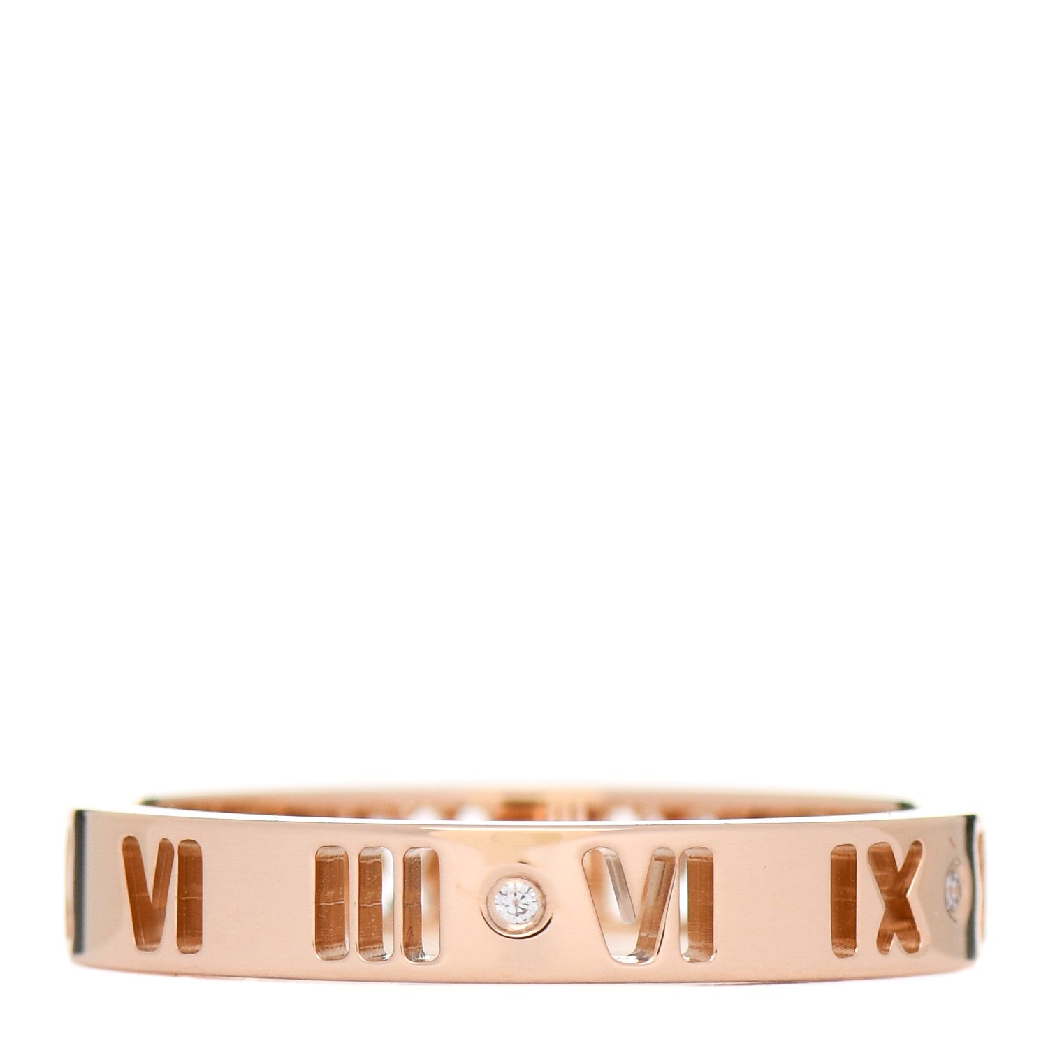 Tiffany 18K Rose Gold Diamond Atlas Pierced Ring 57 8 2 of 5