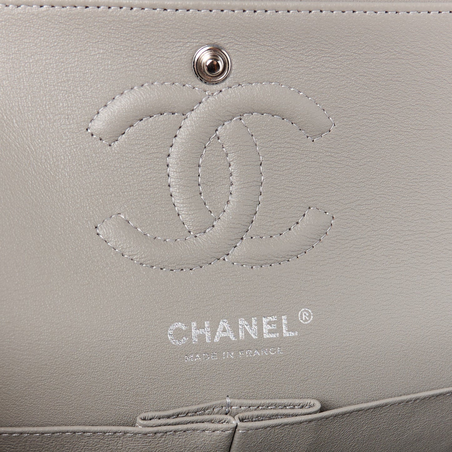 Lambskin Quilted Small Double Flap Grey