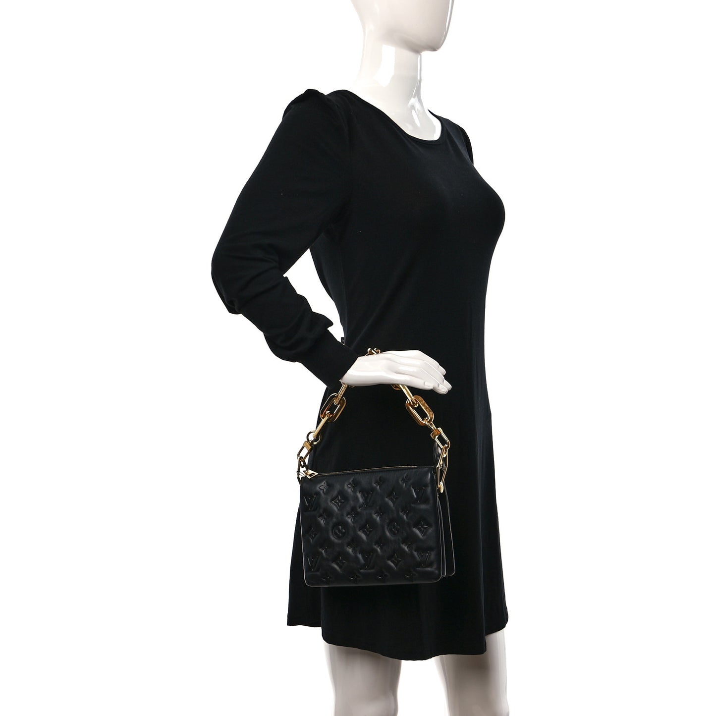 Lambskin Embossed Monogram Coussin BB Black