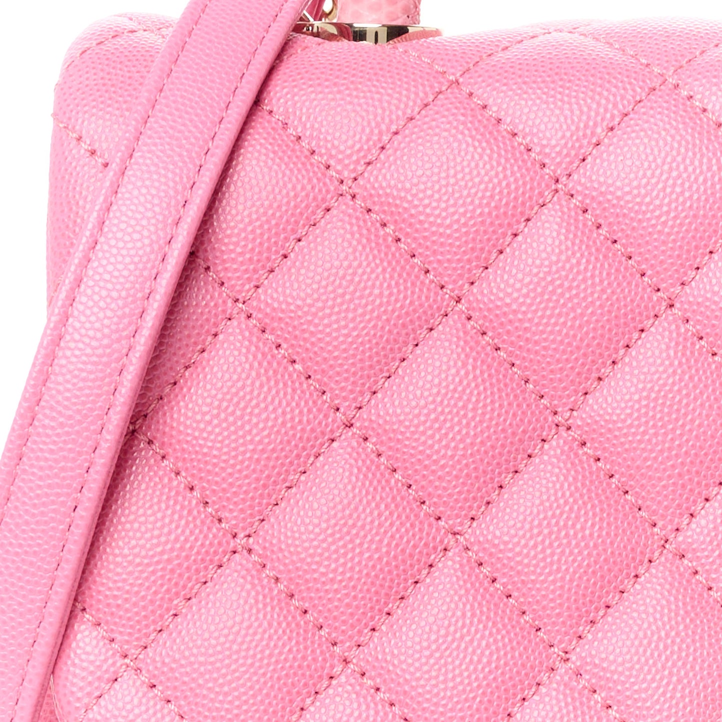 Caviar Lizard Embossed Quilted Small Coco Handle Flap Pink