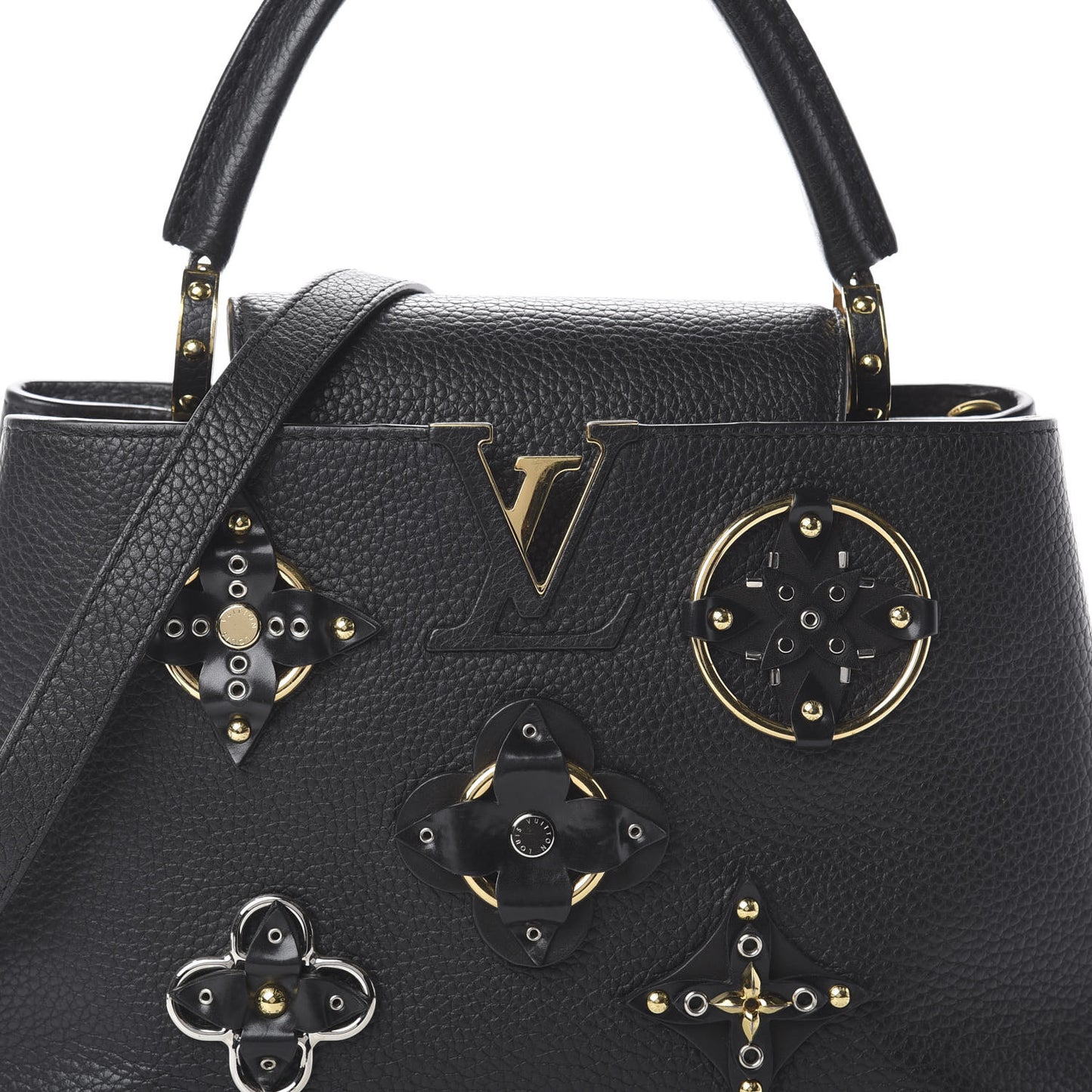 Taurillon Metallic Flowers Capucines PM Black