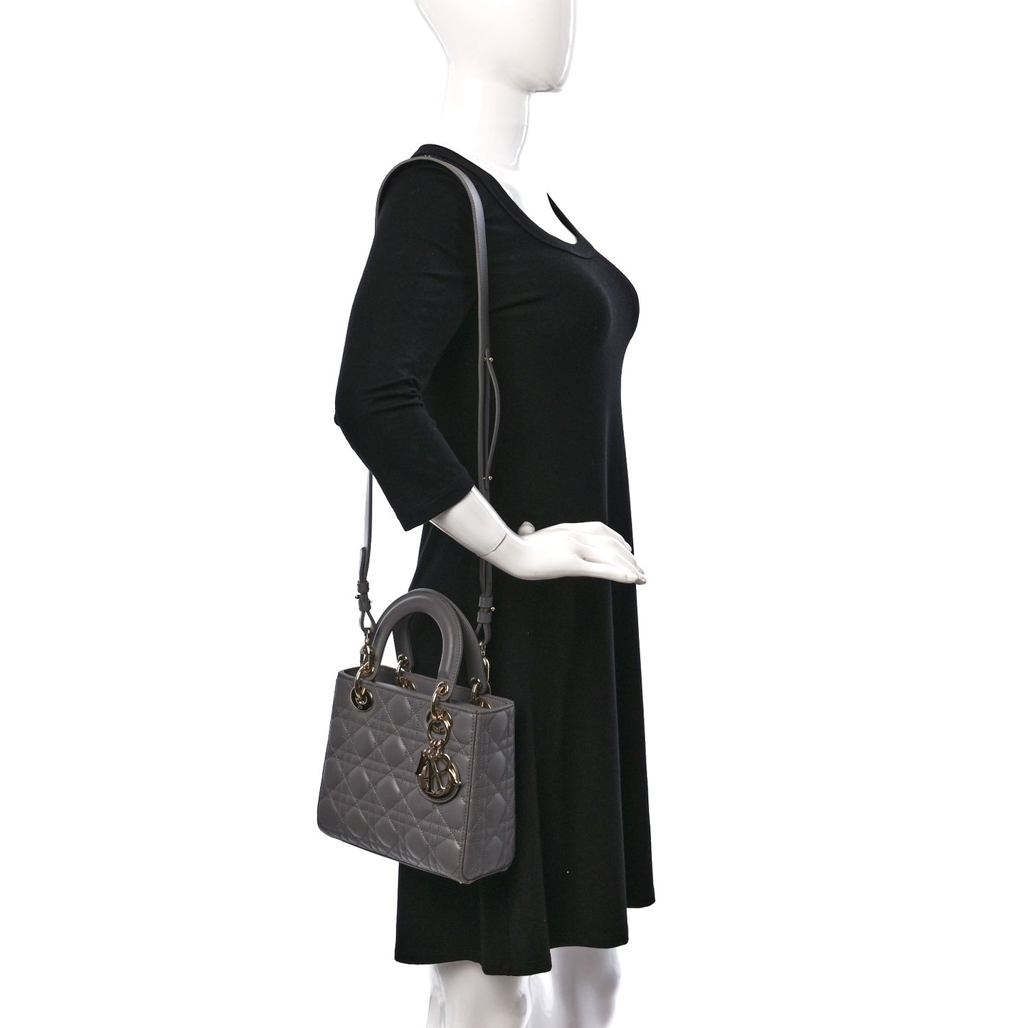 Lambskin Cannage Small My ABCDior Lady Dior Grey