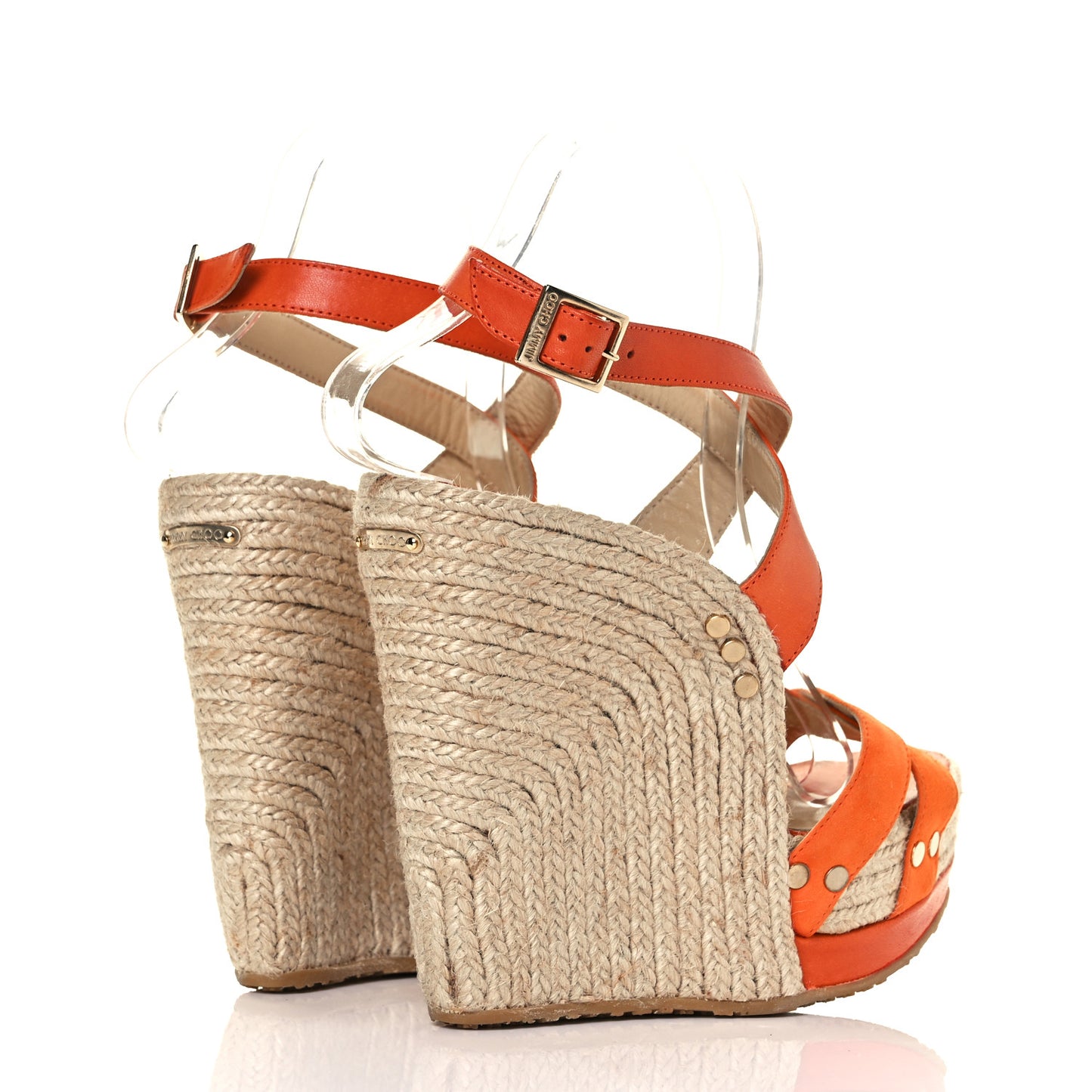 Suede Calfskin Perry Espadrille Wedges 38 Orange