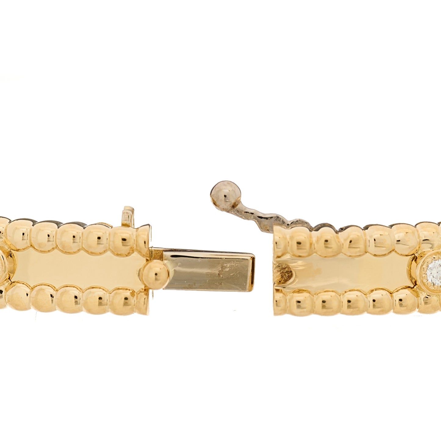 18K Yellow Gold Diamond Perlee Sweet Clovers Bracelet M