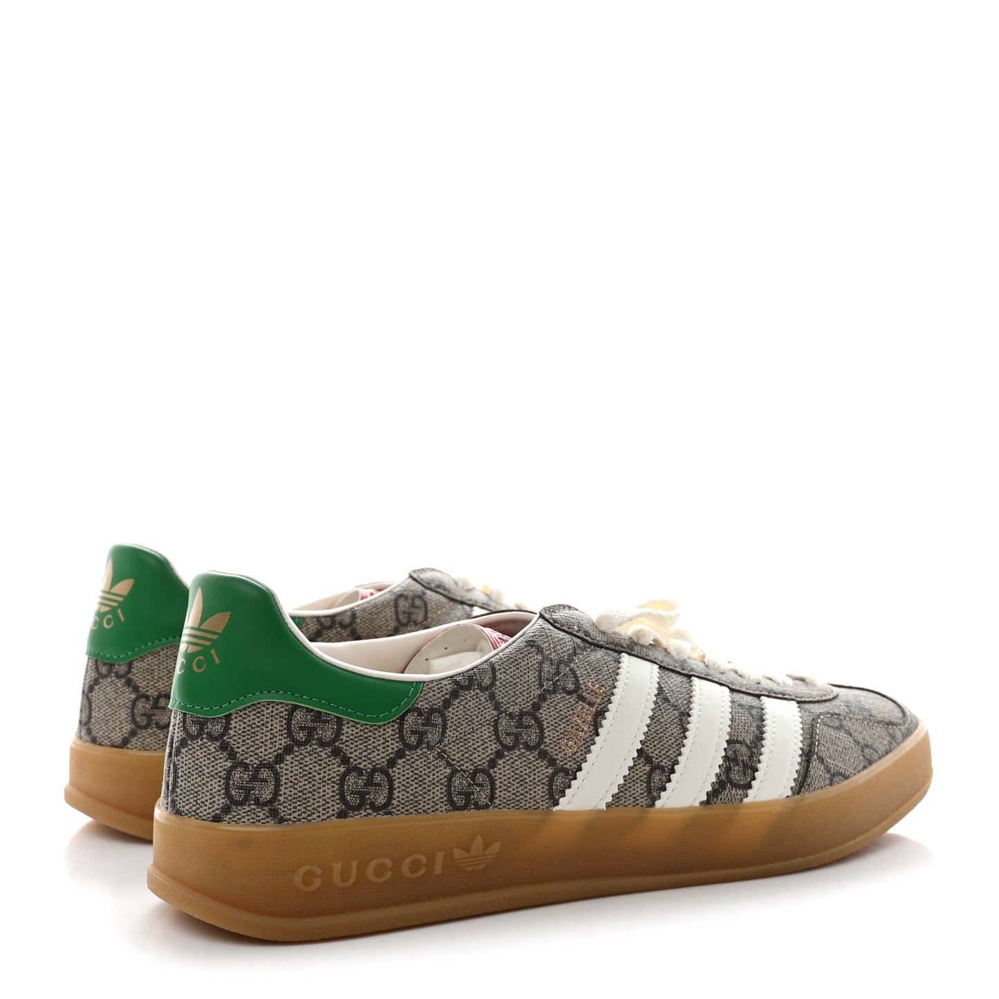 X ADIDAS GG Supreme Monogram Mens Gazelle Sneakers 7.5 Beige Ebony Off White New Shamarock