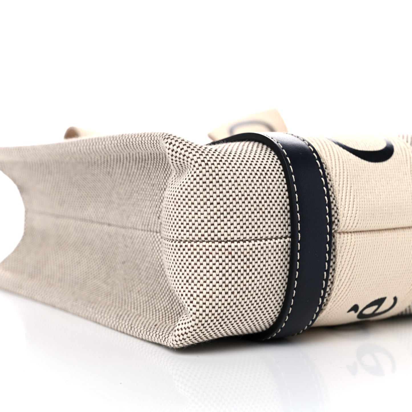 Cotton Calfskin Small Woody Ribbon Tote White