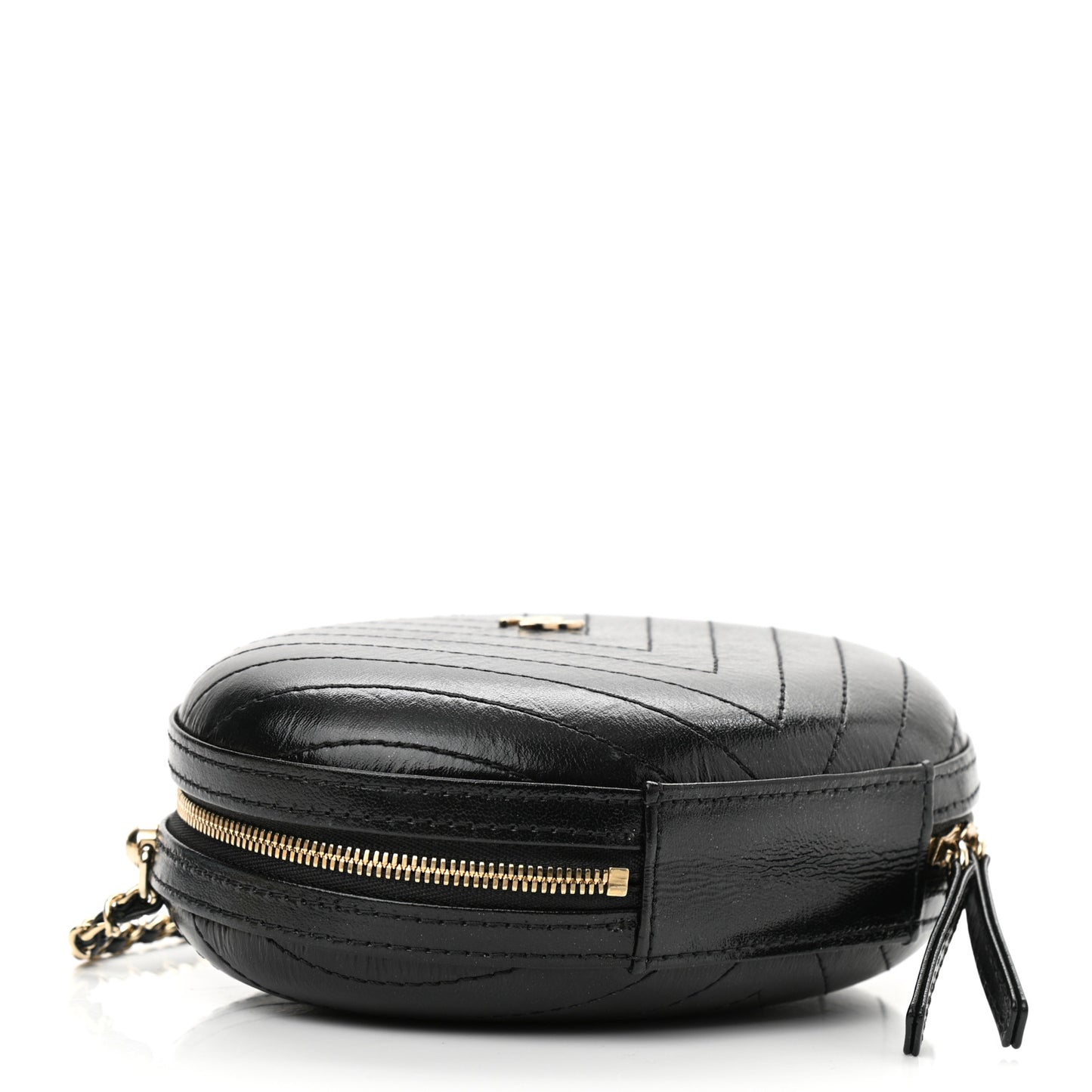 Calfskin Chevron Stitched Evening Bag Black