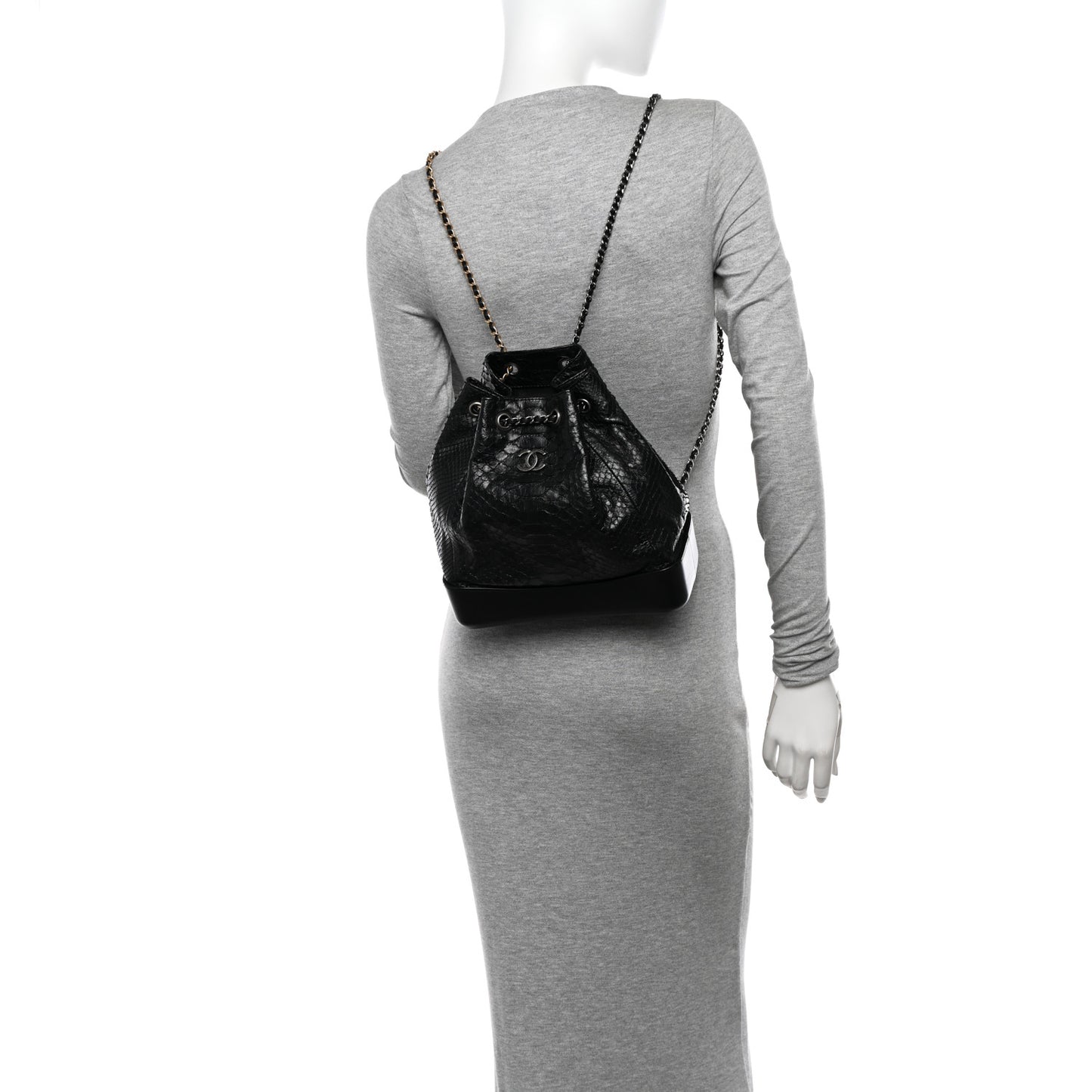 Snakeskin Small Gabrielle Backpack Black