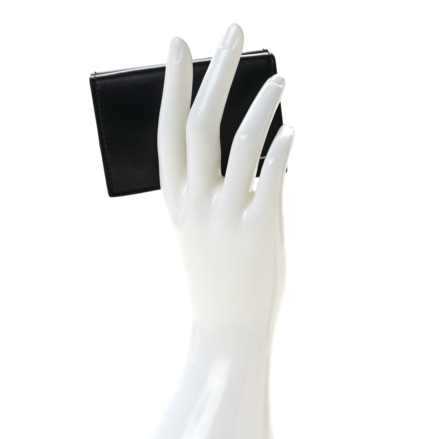 SAINT LAURENT Smooth Calfskin Monogram Tiny Tri Fold Wallet Black