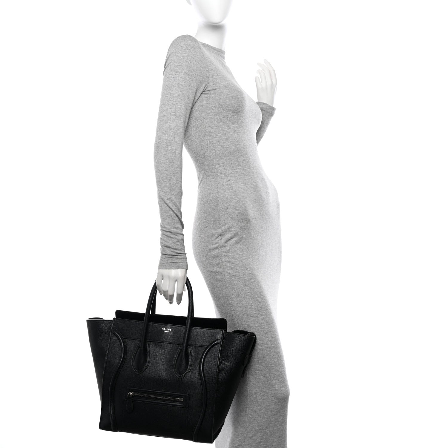 Celine Drummed Calfskin Mini Luggage Black 2 of 15