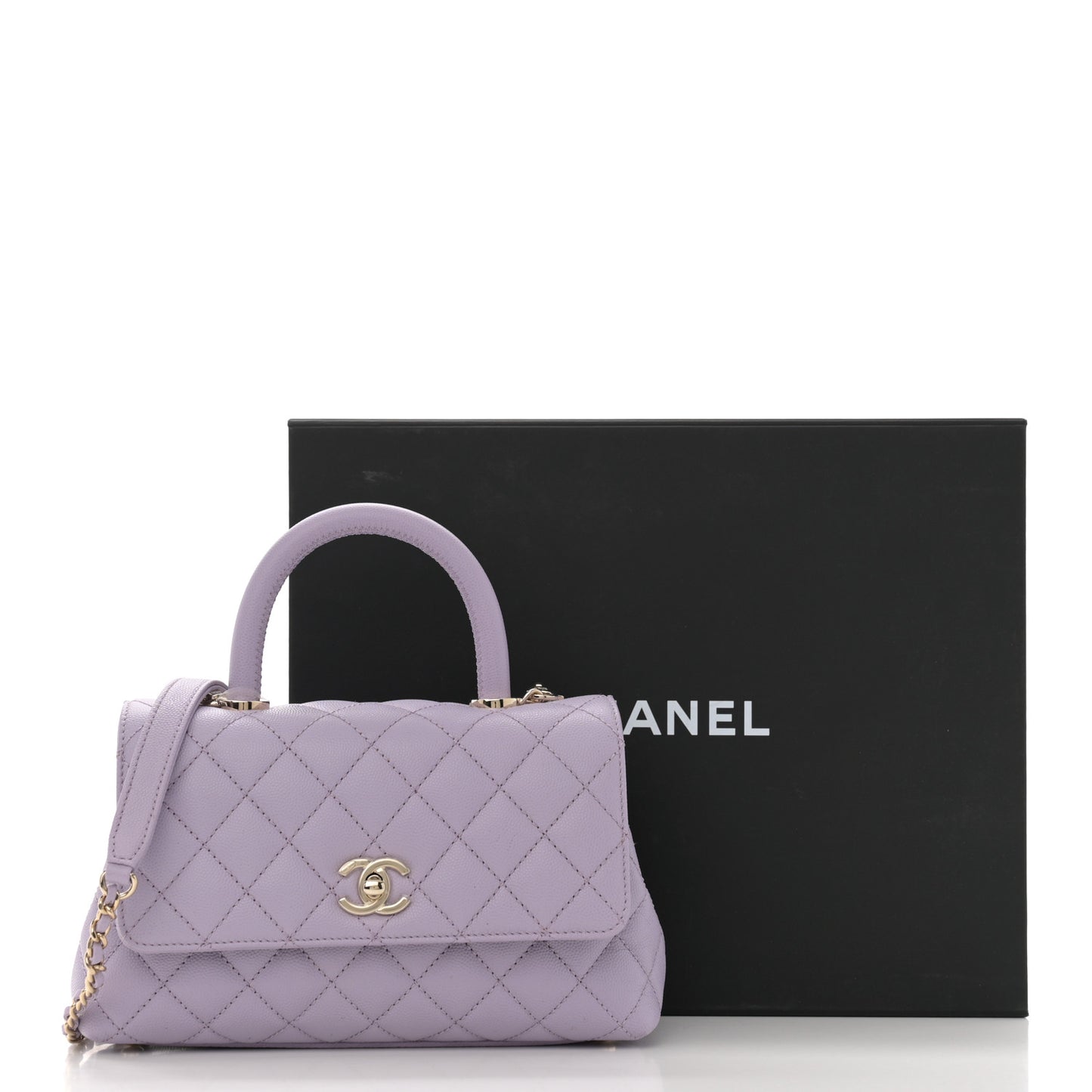 Caviar Quilted Mini Coco Handle Flap Light Purple