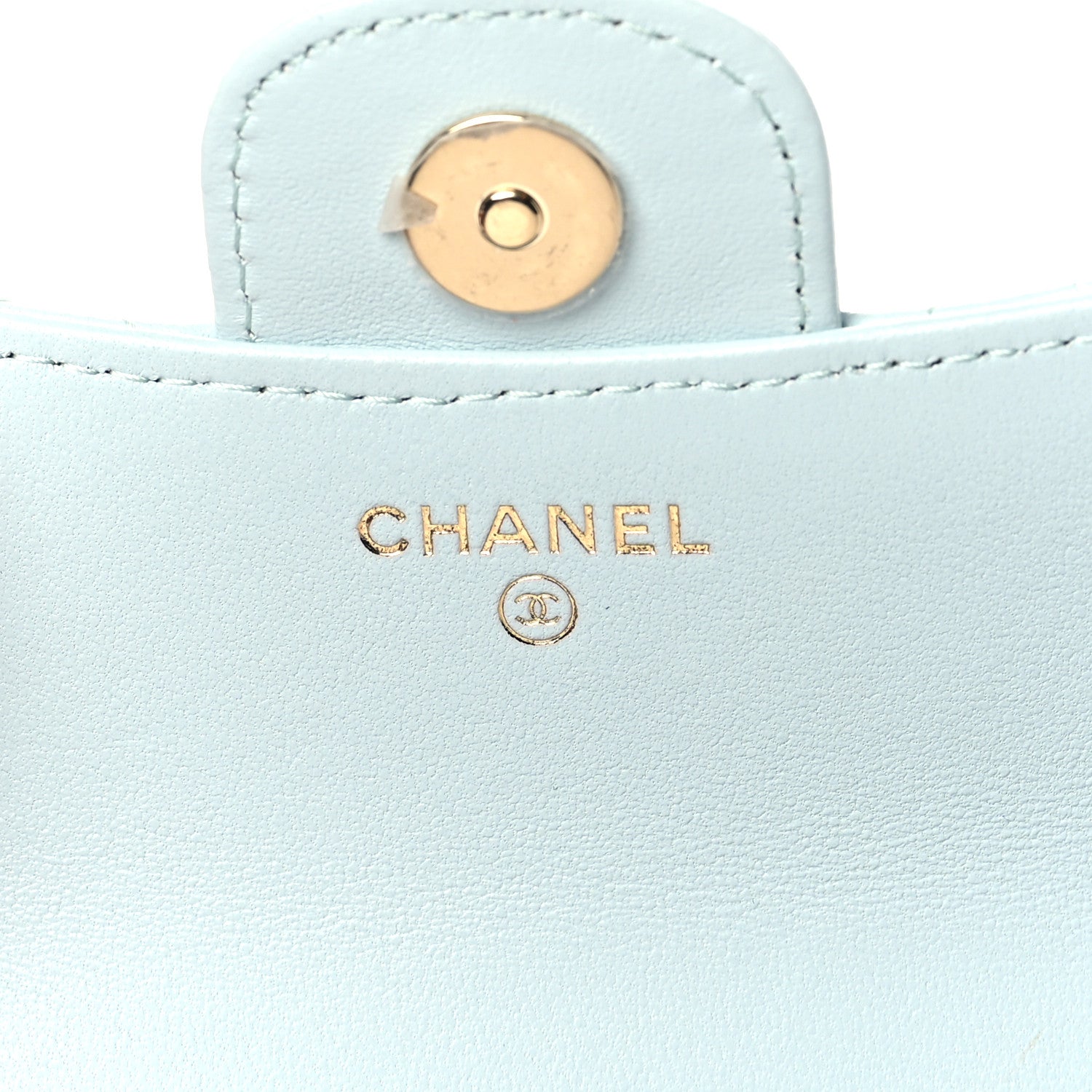 Chanel Lambskin Quilted Top Handle Flap Coin Purse With Chain Light Blue 6 of 11