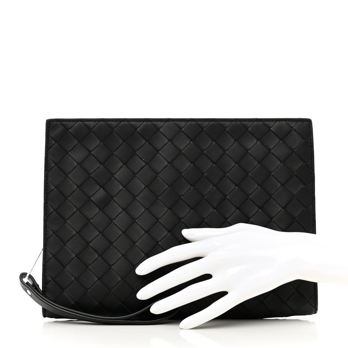 Nappa Intrecciato Wristlet Zip Wallet Black