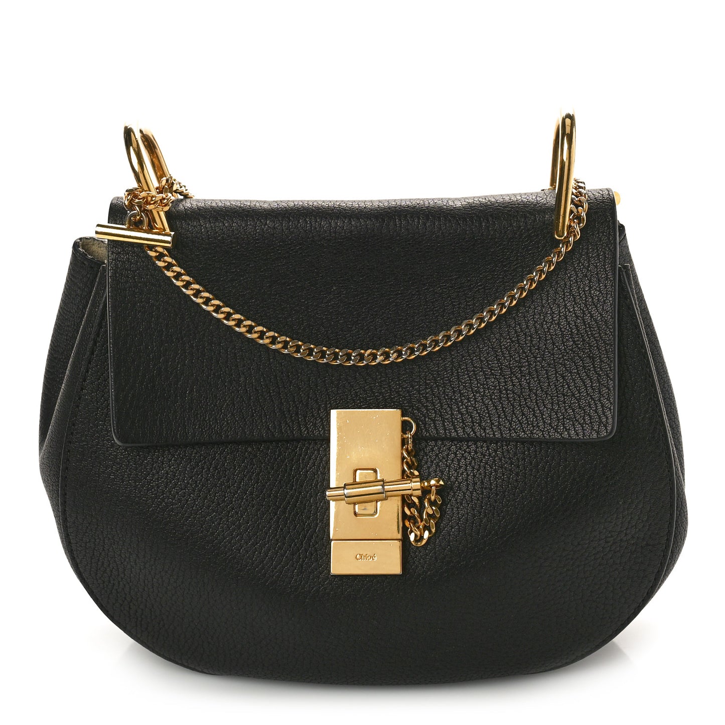 Grained Lambskin Drew Shoulder Bag Black