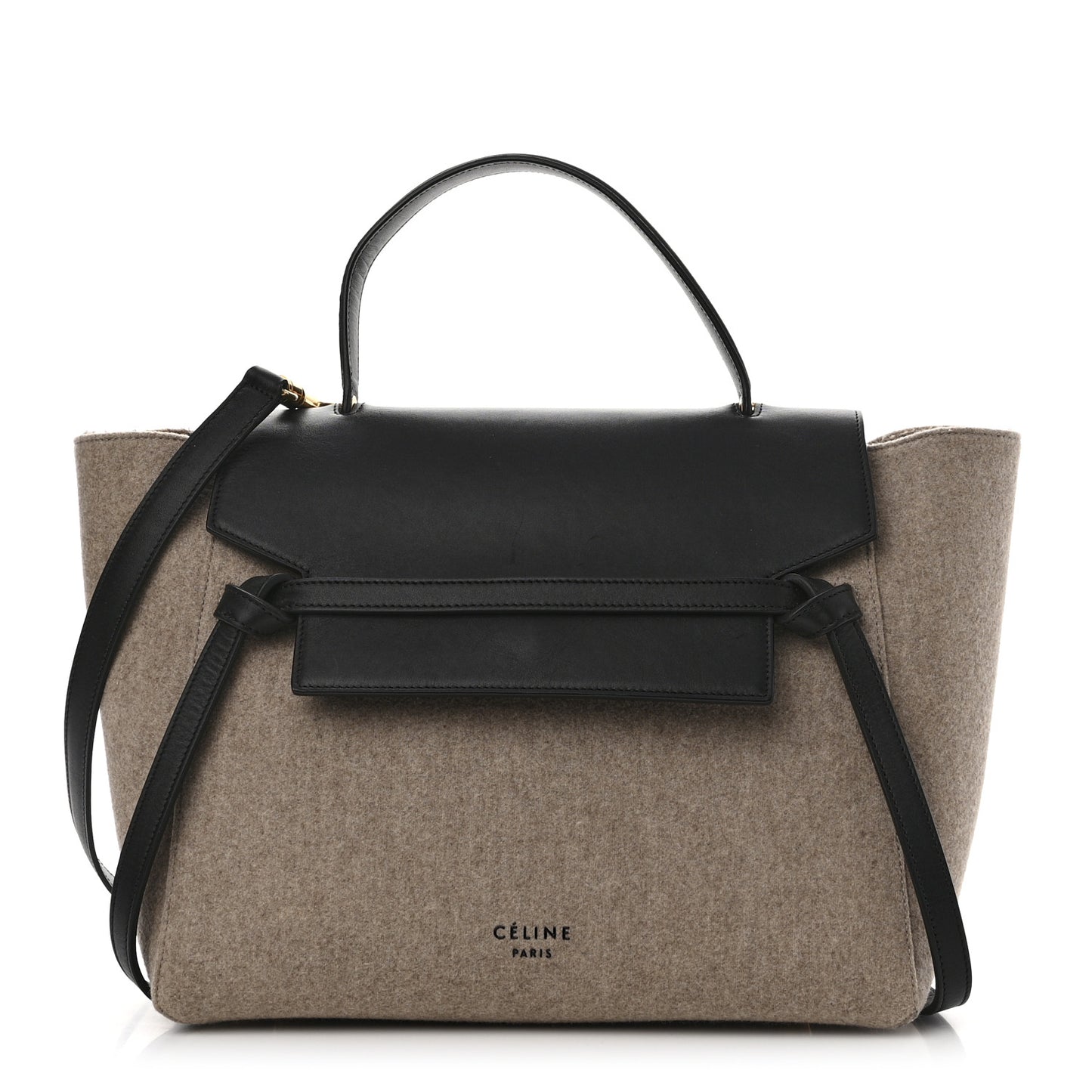 Felt Smooth Calfskin Mini Belt Bag Beige