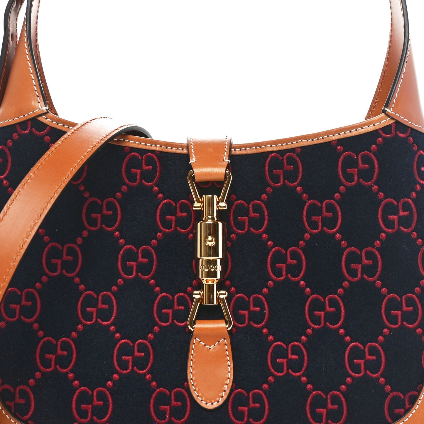 Monogram Felt Azalea Calfskin Web Small Jackie 1961 Hobo Navy Burgundy