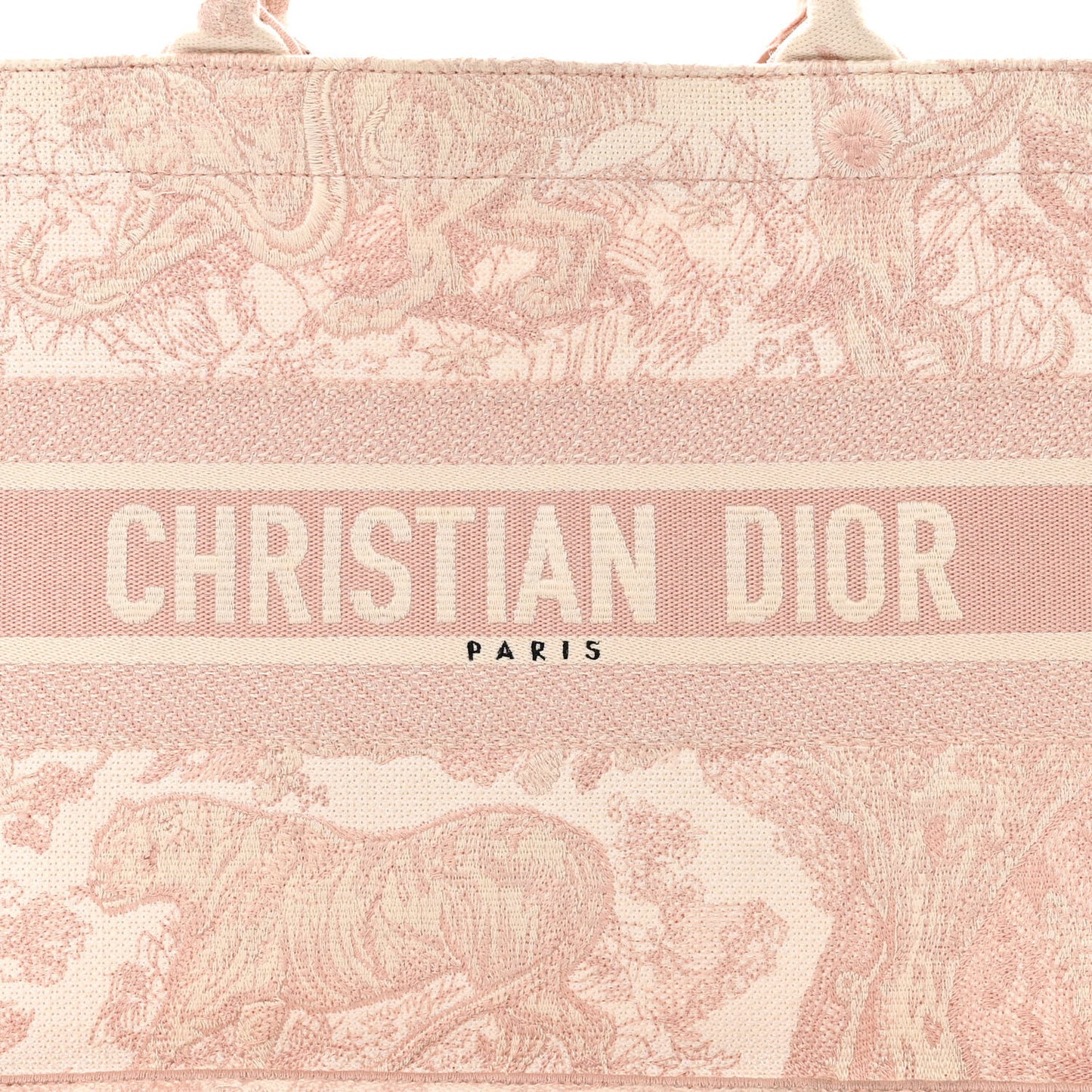 Canvas Embroidered Medium Dioriviera Toile De Jouy Book Tote Rose