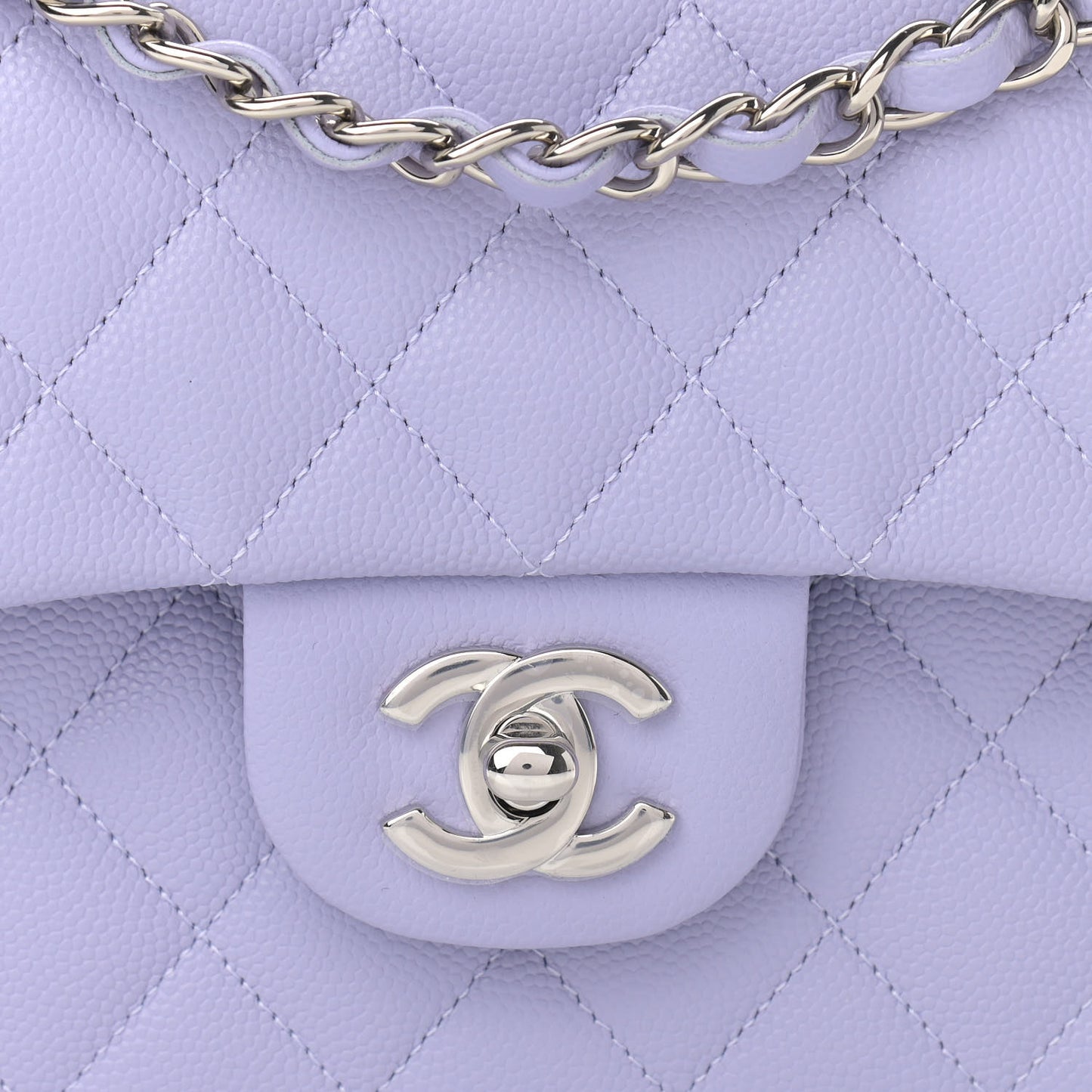 Caviar Quilted Medium Double Flap Light Purple