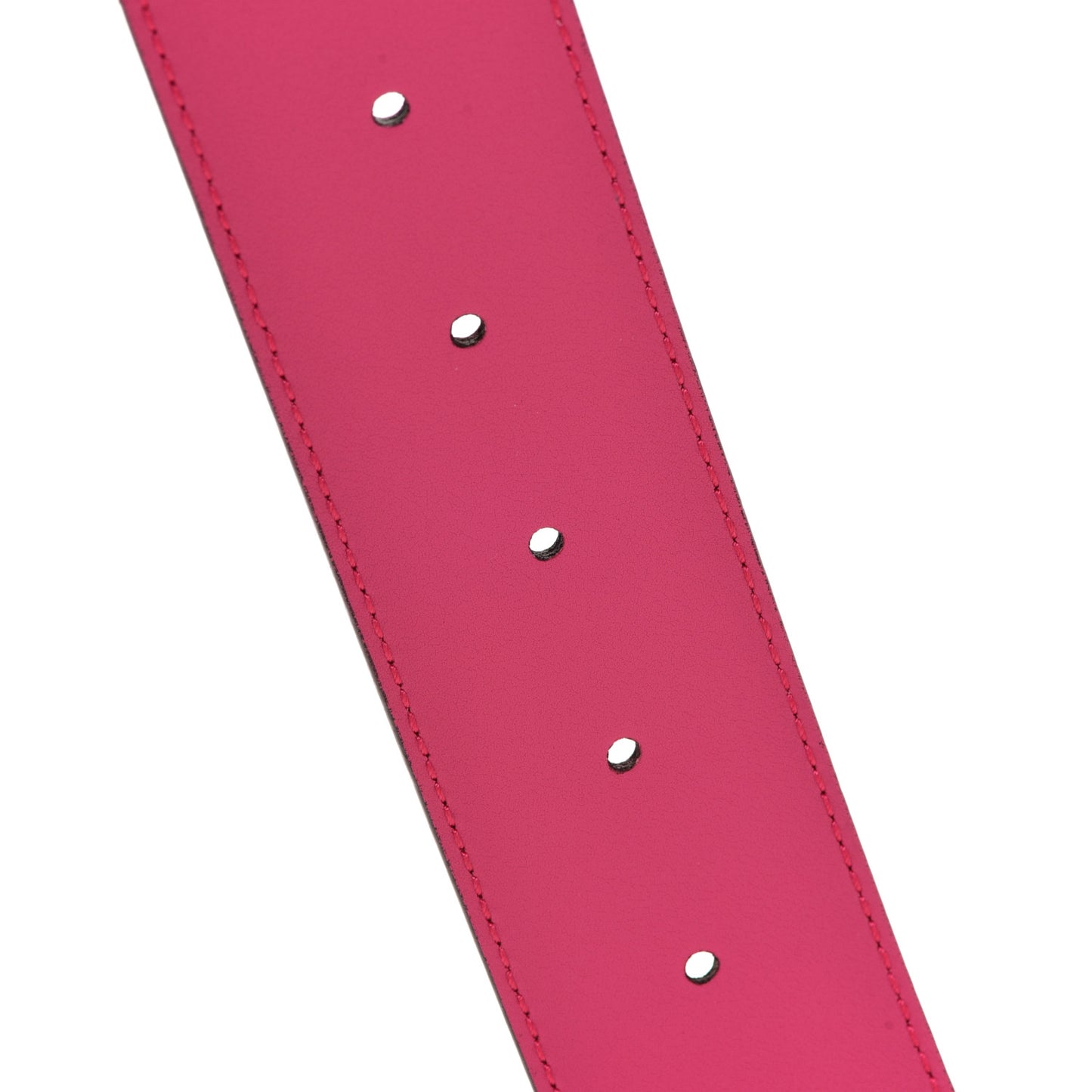 x KEN SCOTT Textured Calfskin Pomponica Print Double G 40mm Belt 95 38 Pink