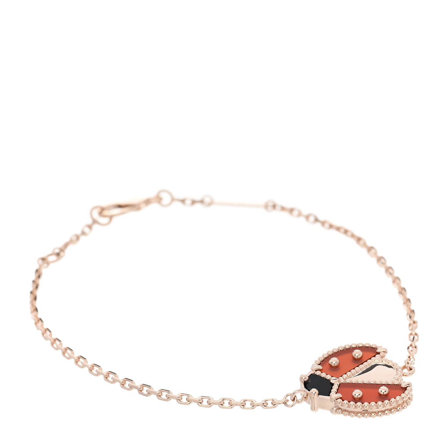 Van Cleef & Arpels 18K Rose Gold Carnelian Onyx Lucky Spring Open