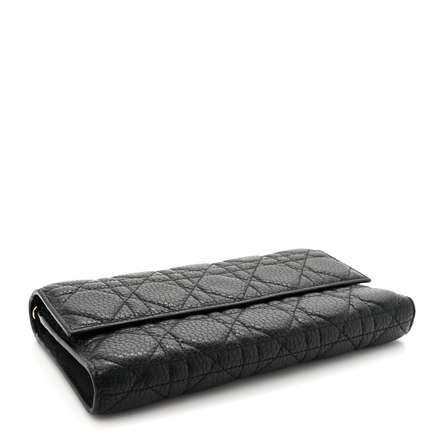 Grained Calfskin Cannage Lady Dior Rendezvous Chain Wallet Black